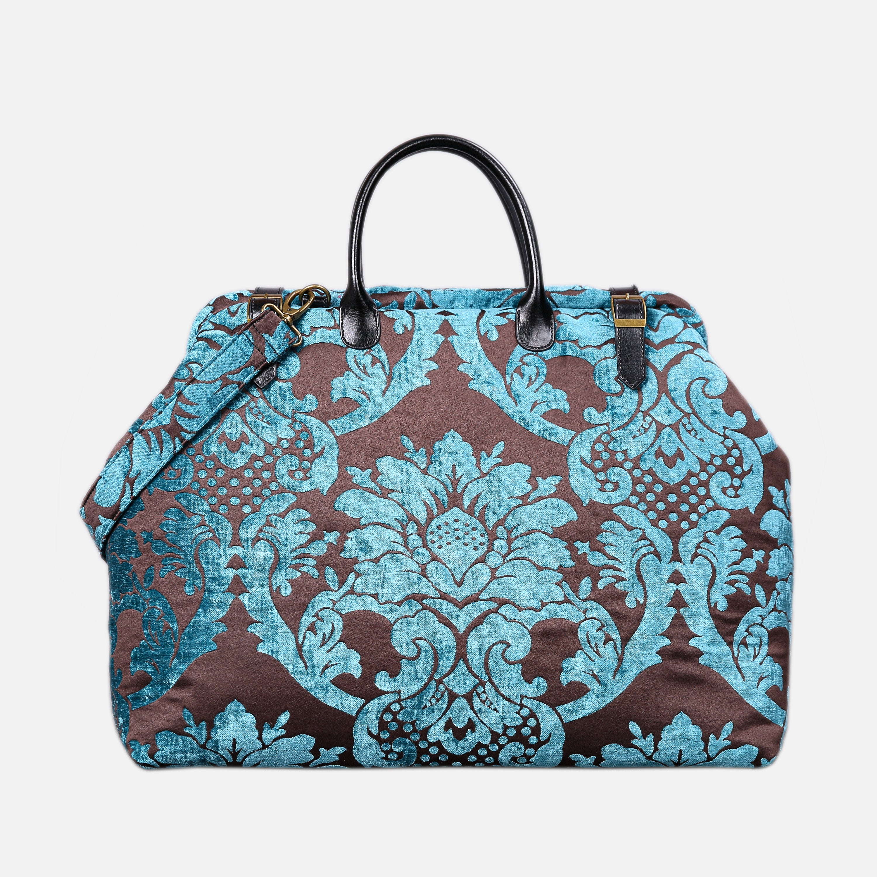 Luxury Damask Blue Large Carpetbag  MCW Handmade