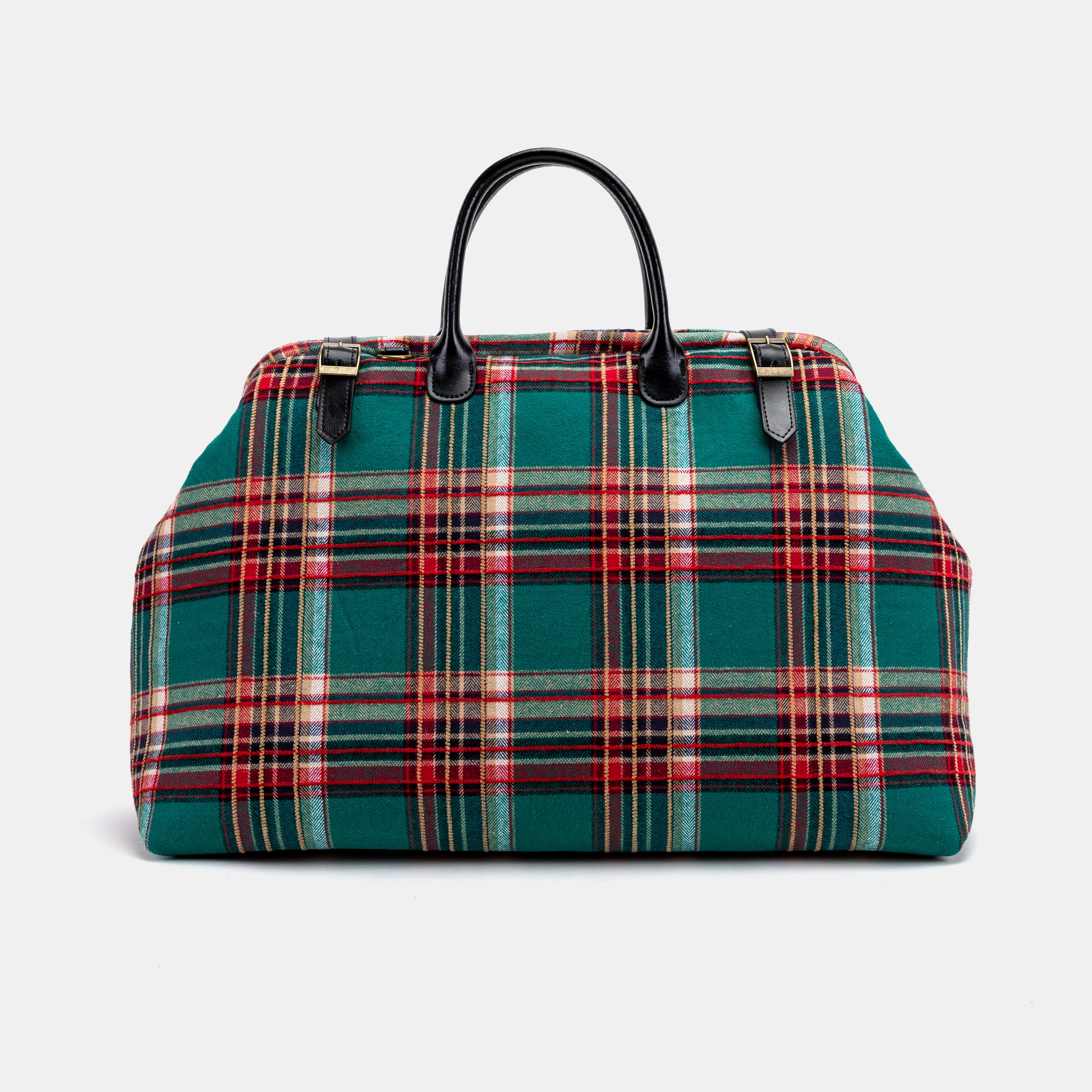 Tartan Stewart Green Large Carpetbag Carpetbag of America without shoulder strap