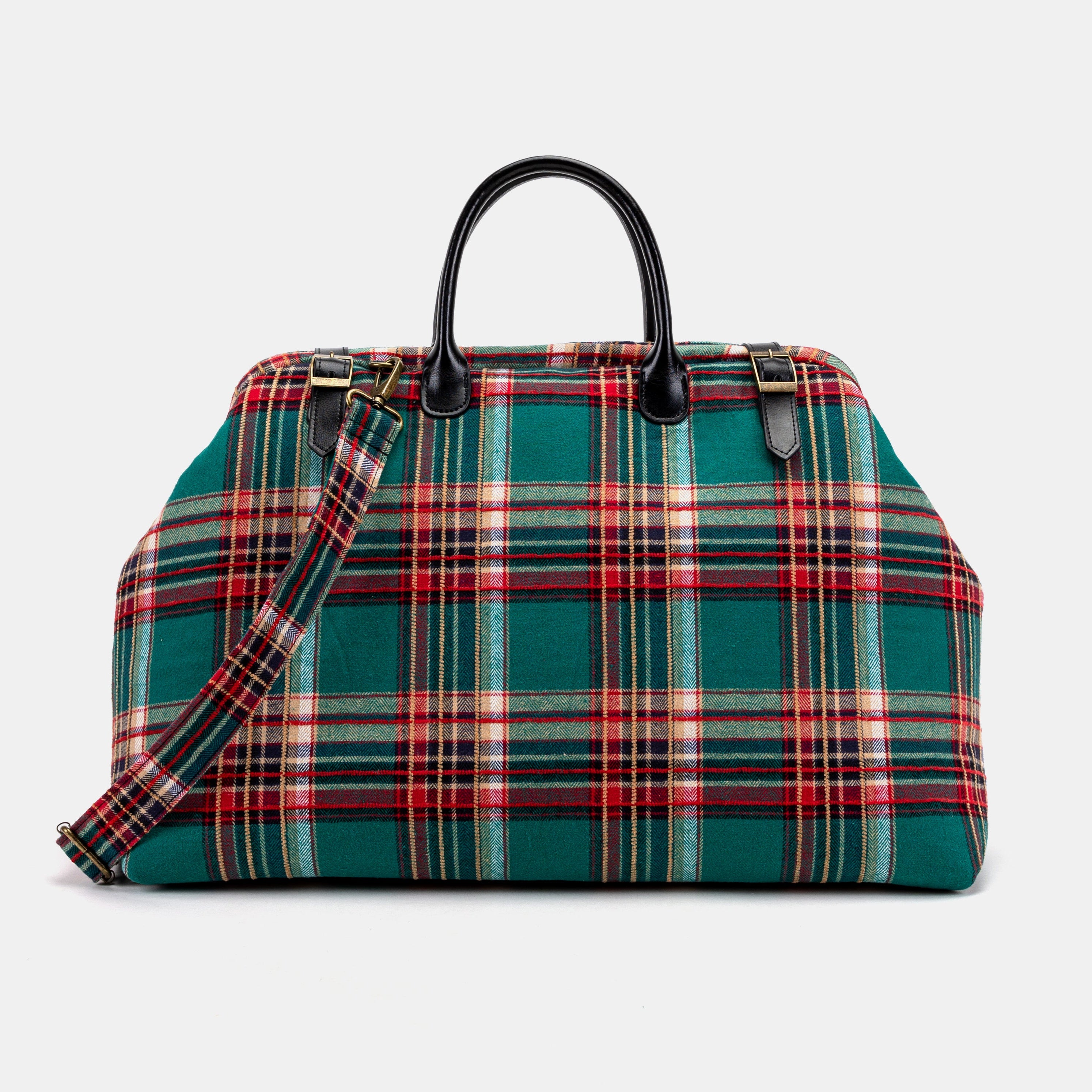 Tartan Stewart Green Large Carpetbag Carpetbag of America front