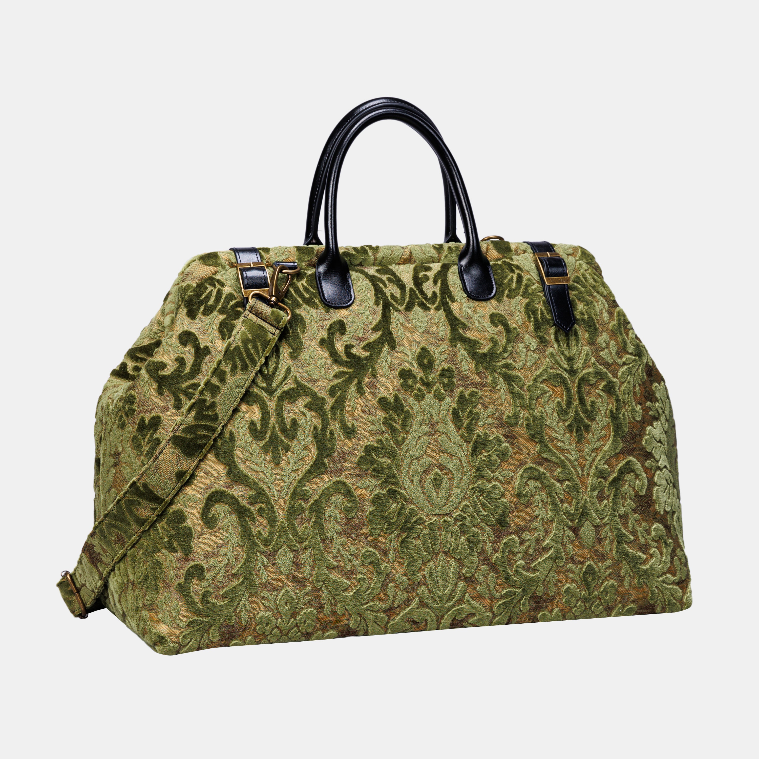 Damask Fern Green Large Carpetbag MCW Handmade-5