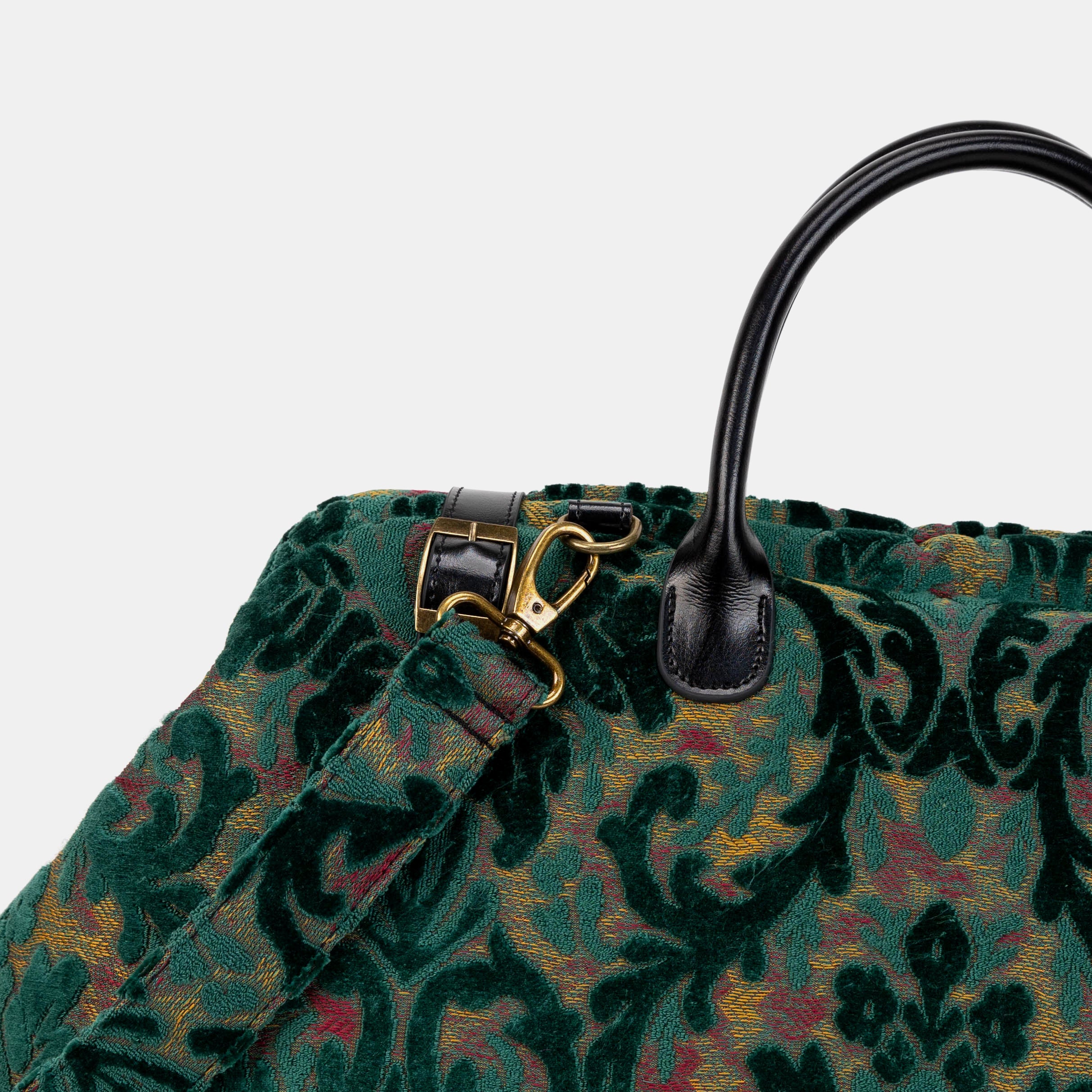 Burnout Velvet Jade Green Large Carpetbag