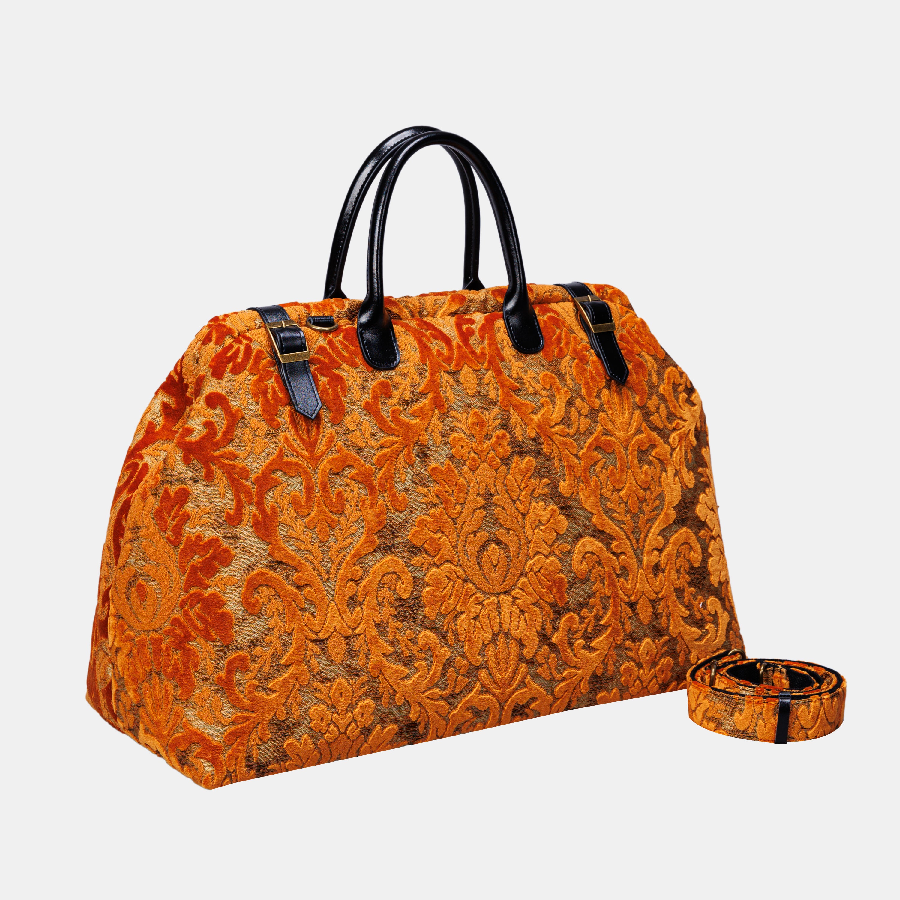 Burnout Velvet Orange Large Carpetbag  MCW Handmade-1