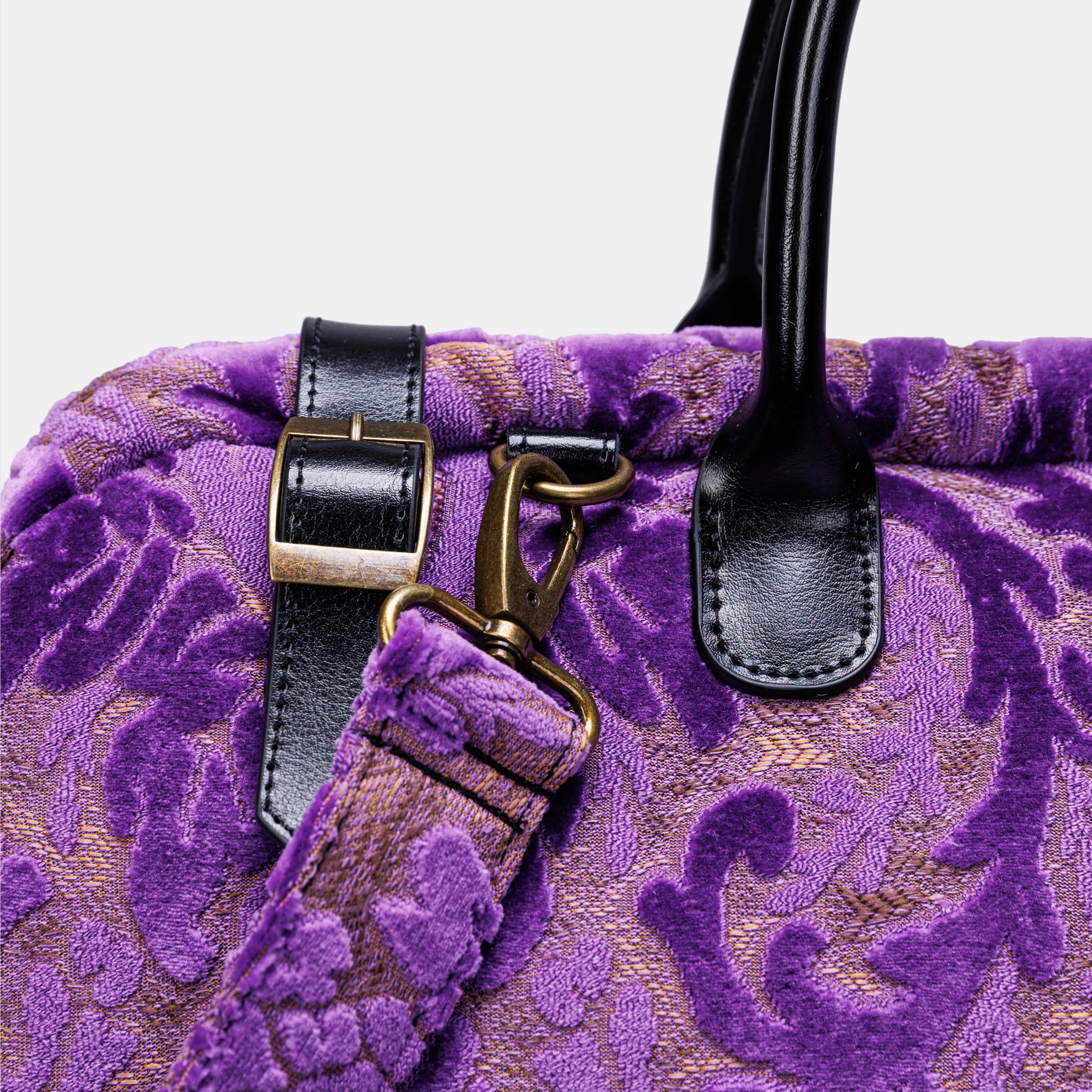 Burnout Velvet Purple Large Carpetbag  MCW Handmade-4