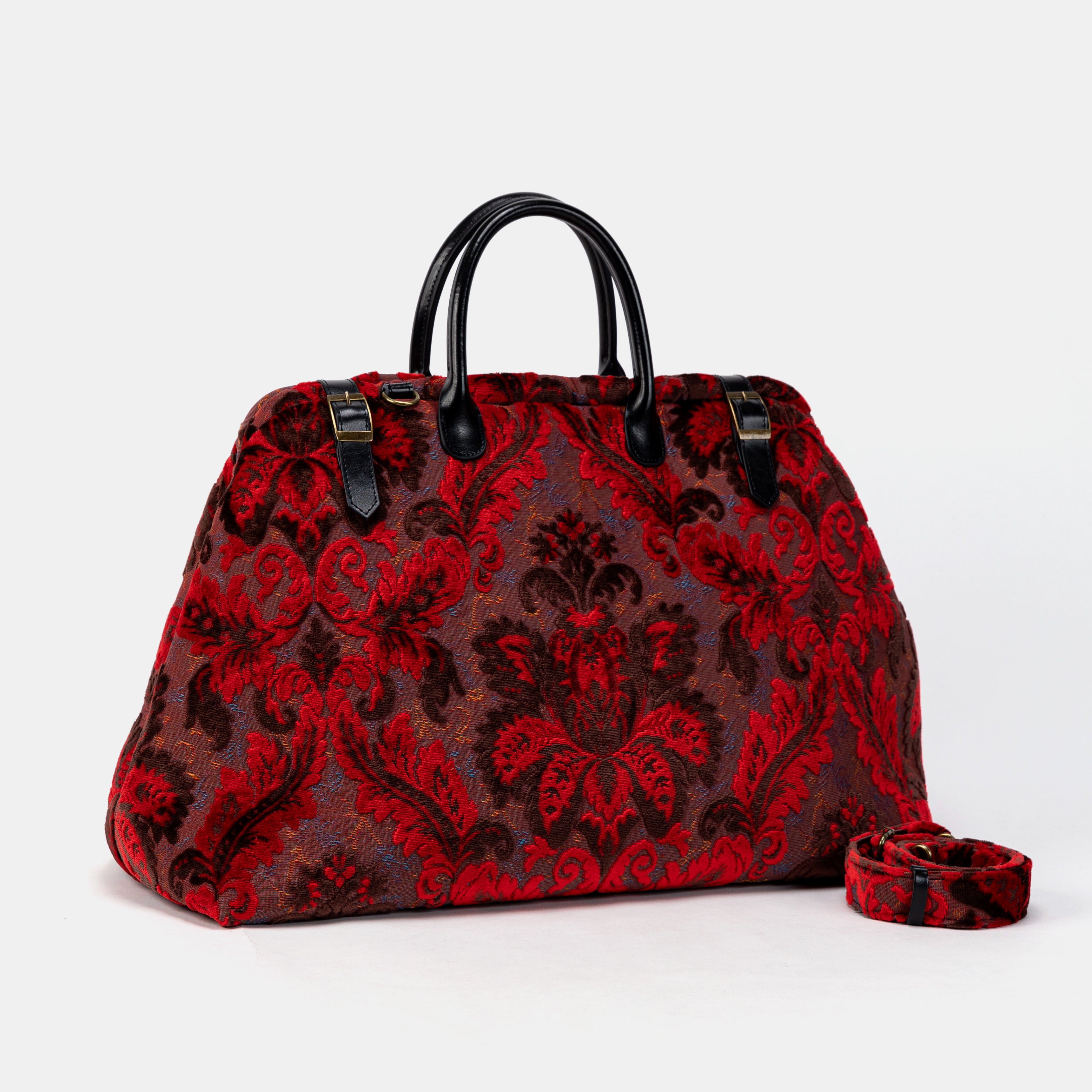 Burnout Velvet Revival Scarlet Large Carpetbag with belt