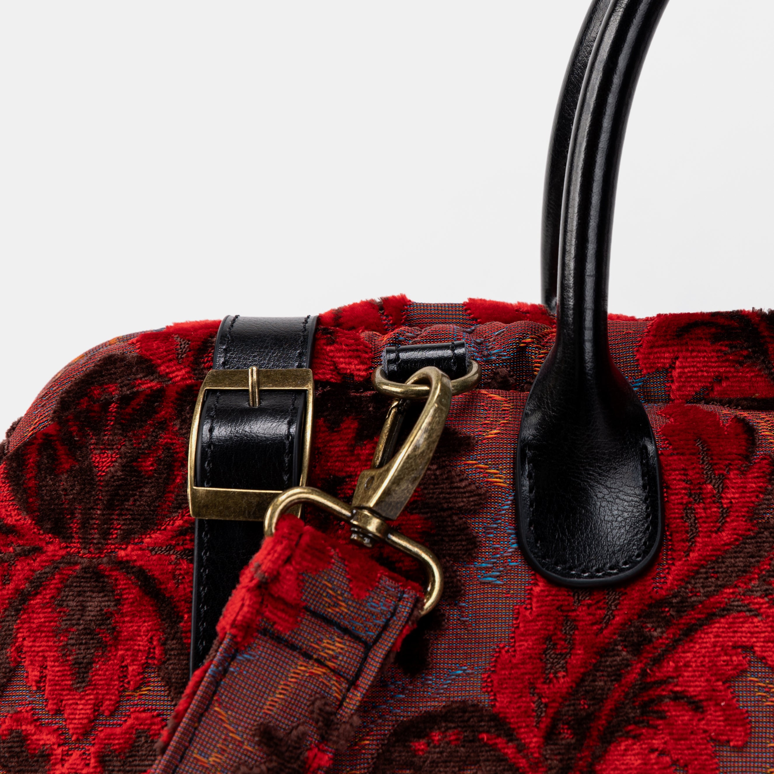 Burnout Velvet Revival Scarlet Large Carpetbag detail