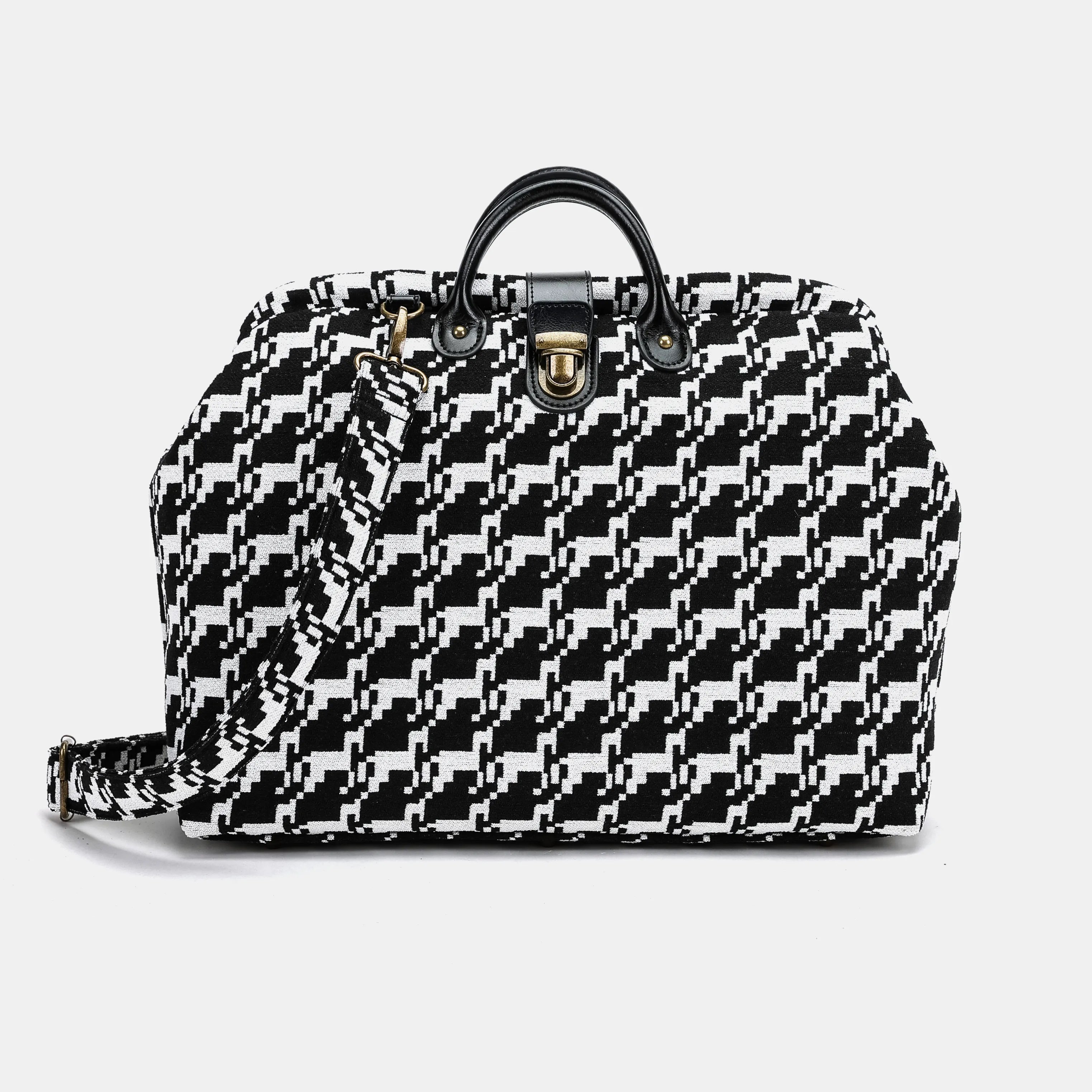 Houndstooth Laptop Work Bag with handle