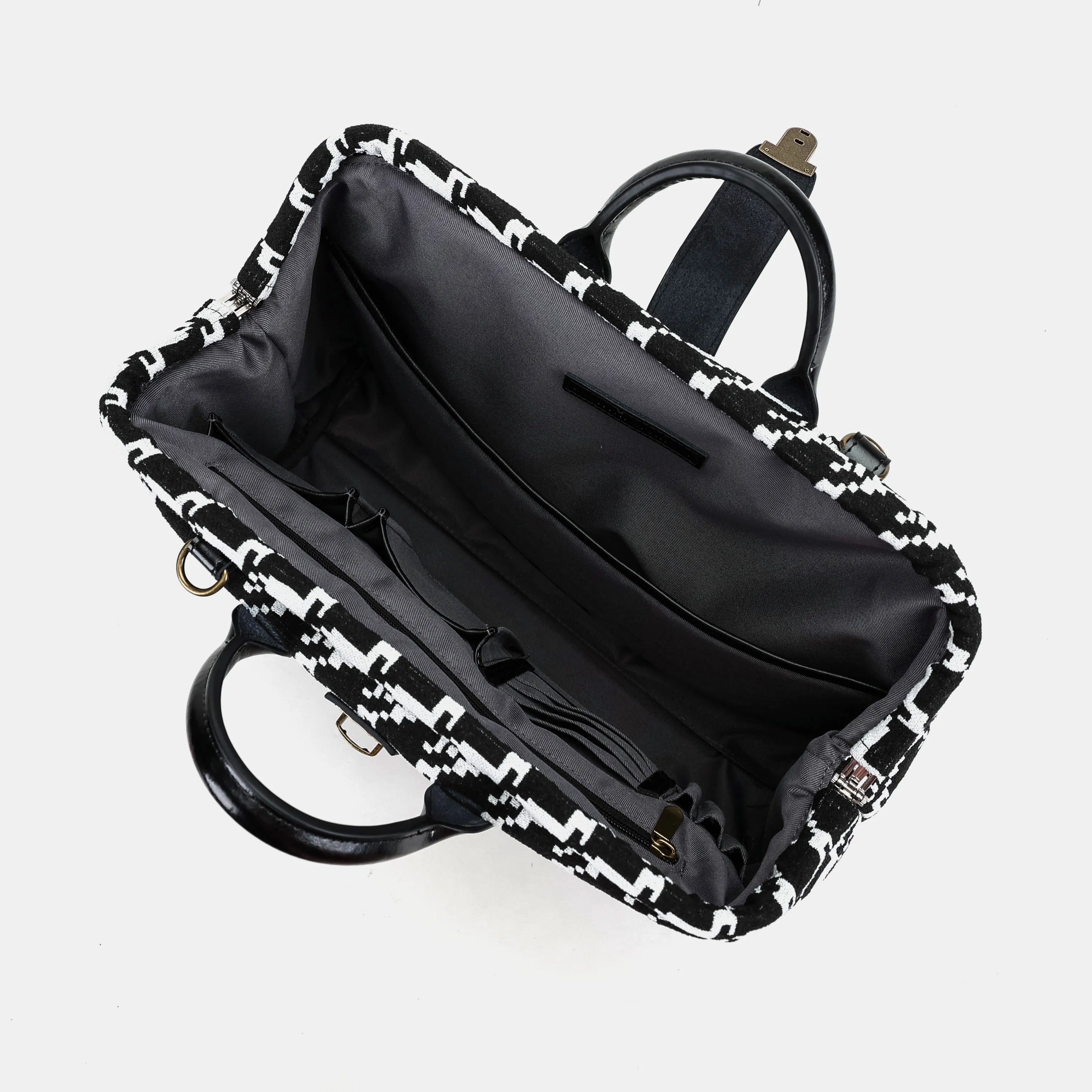 Houndstooth Laptop Work Bag inside