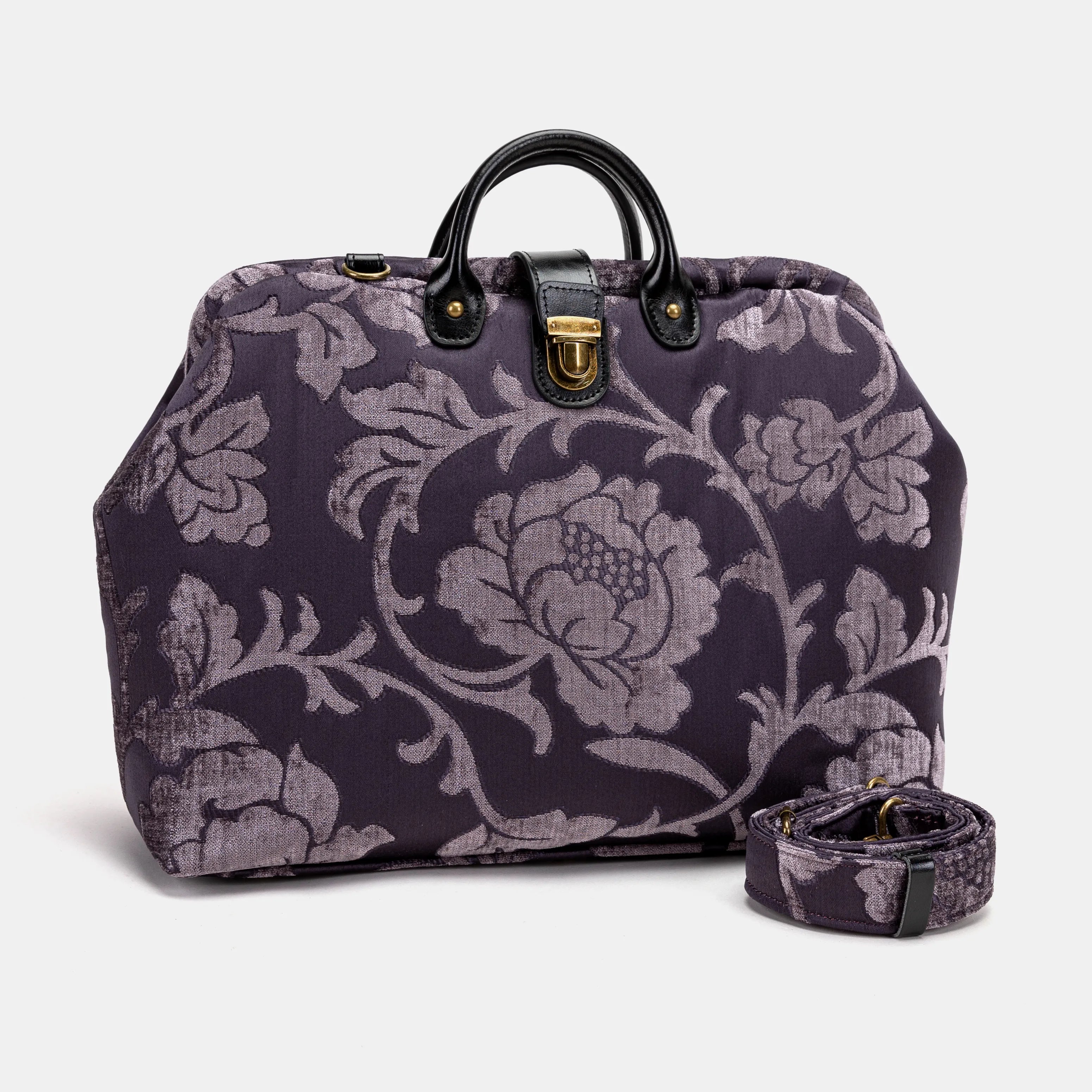 Floral Brocade Purple Laptop Work Bag with shoulder strap