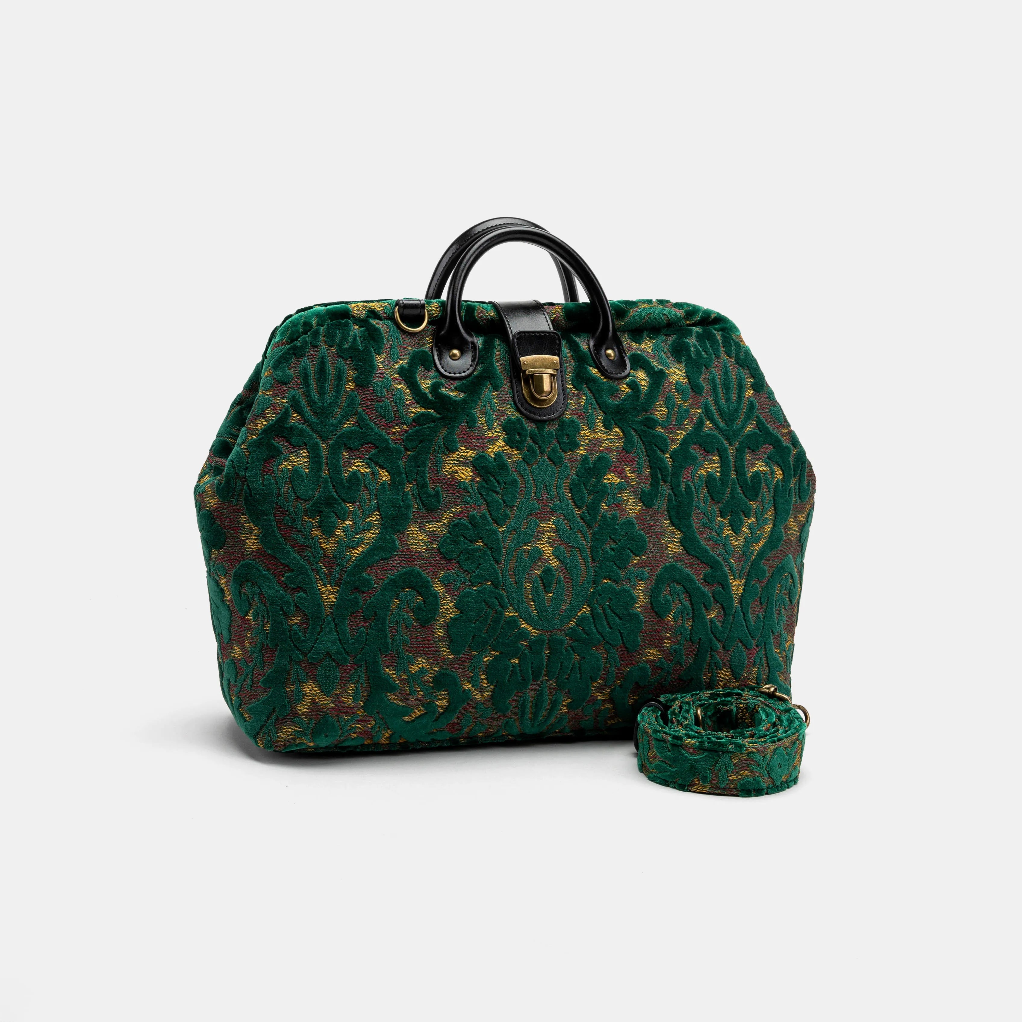 Burnout Velvet Jade Green Laptop Work Bag front side