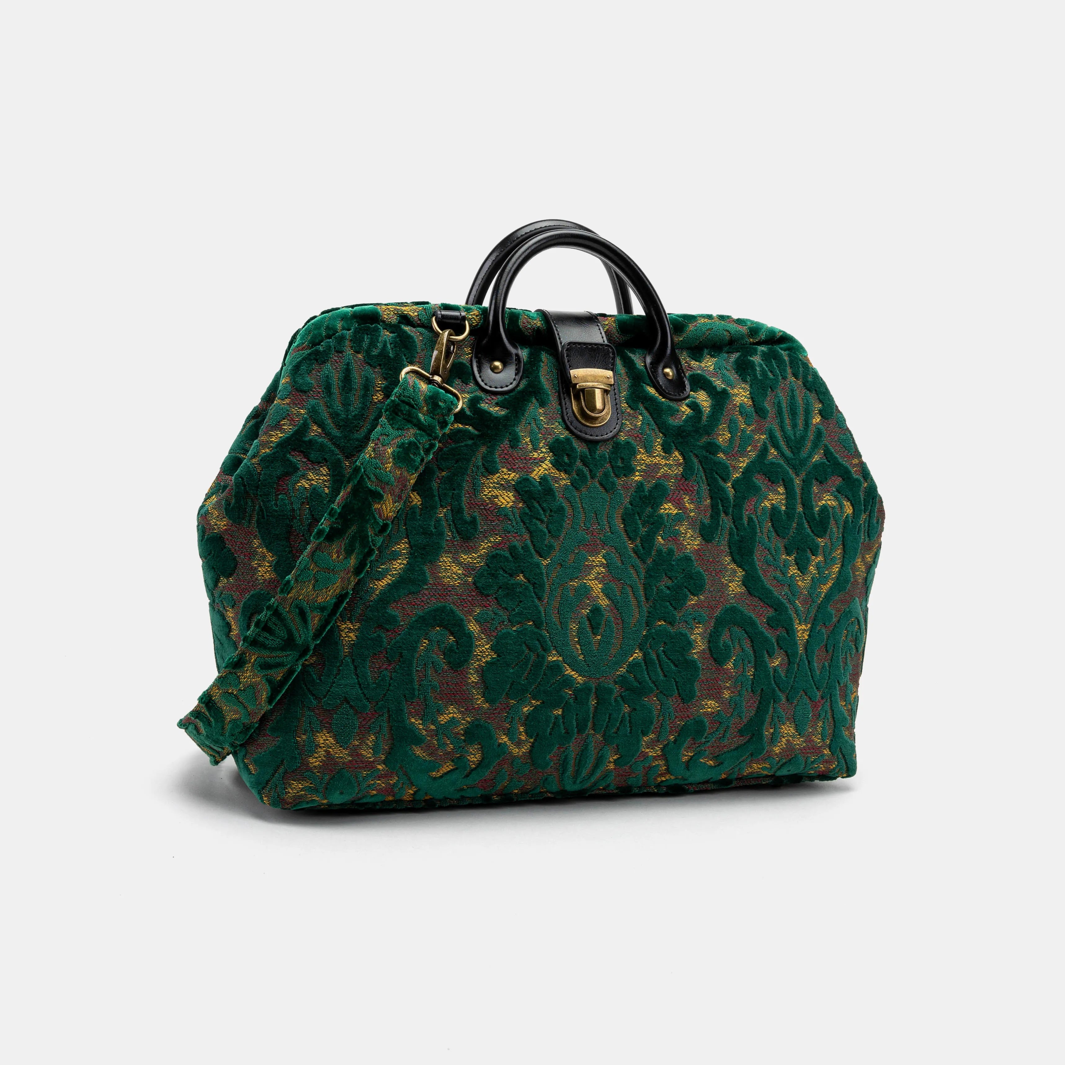 Burnout Velvet Jade Green Laptop Work Bag with shoulder strap