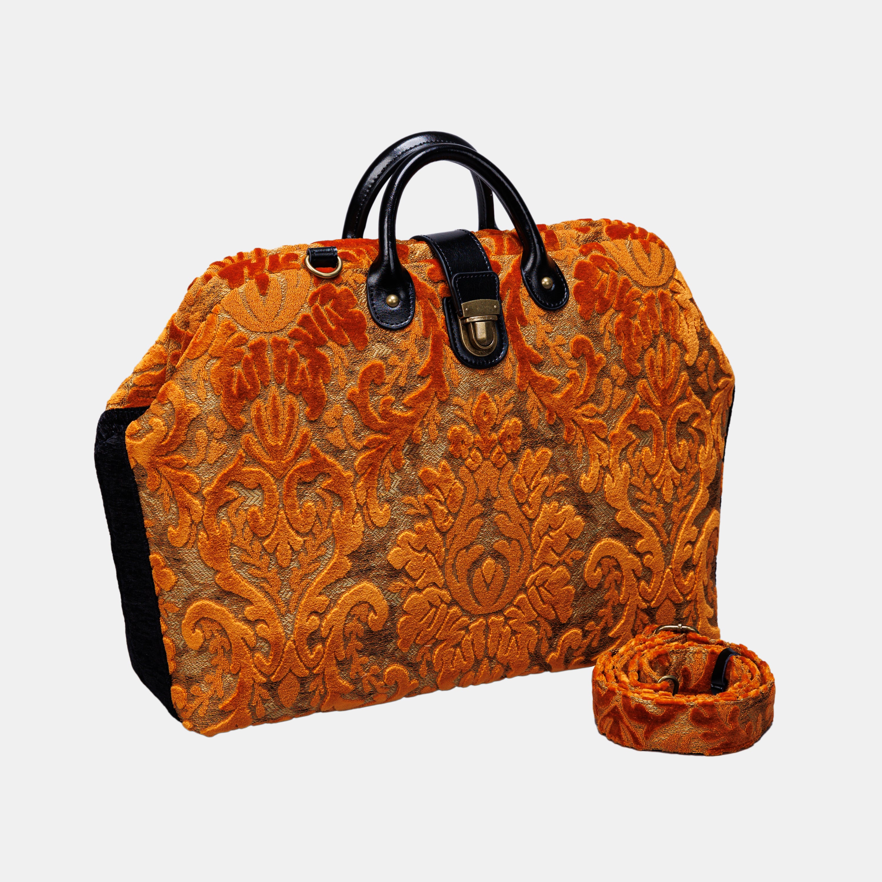 Burnout Velvet Orange carpet bag MCW Handmade-1