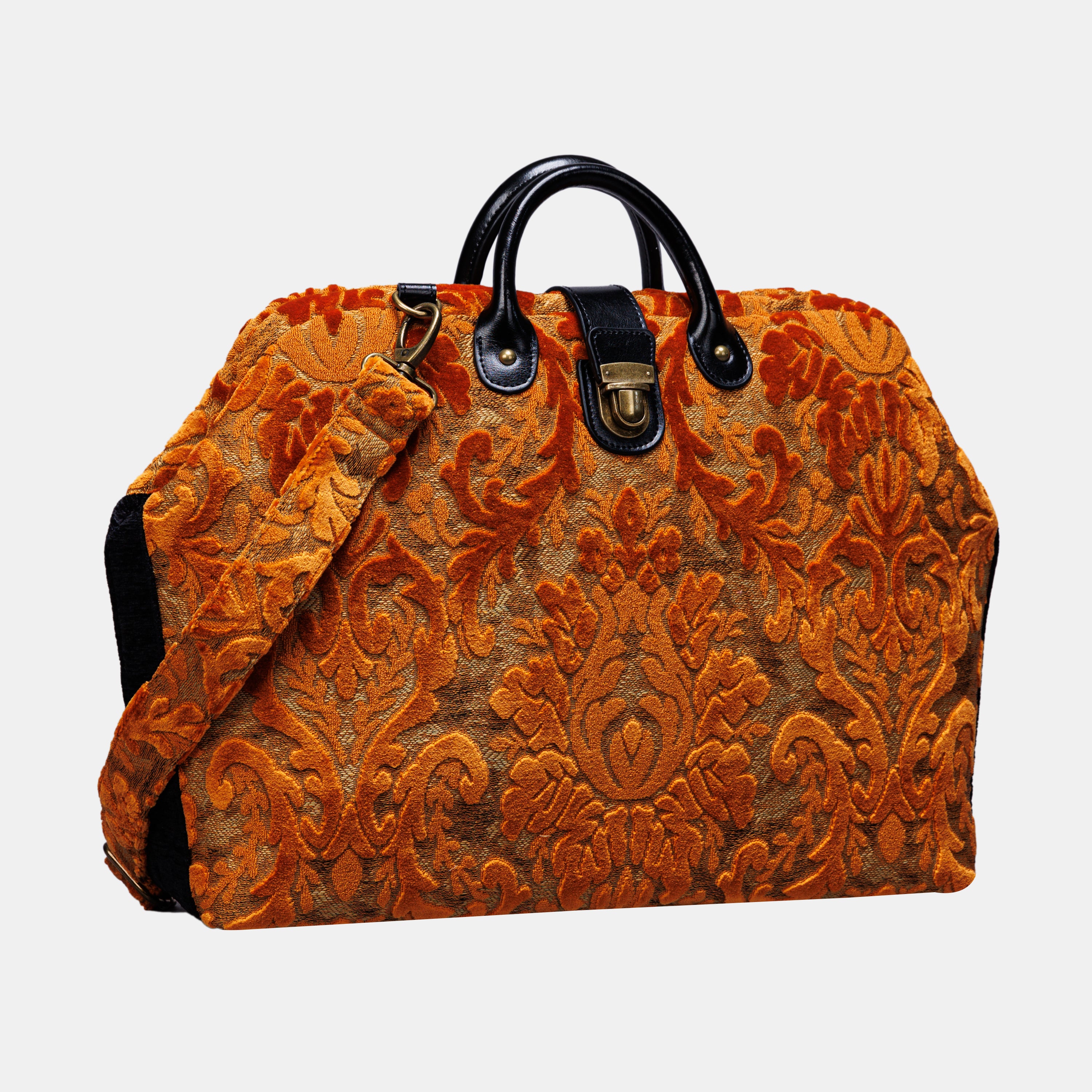 Burnout Velvet Orange carpet bag MCW Handmade-3