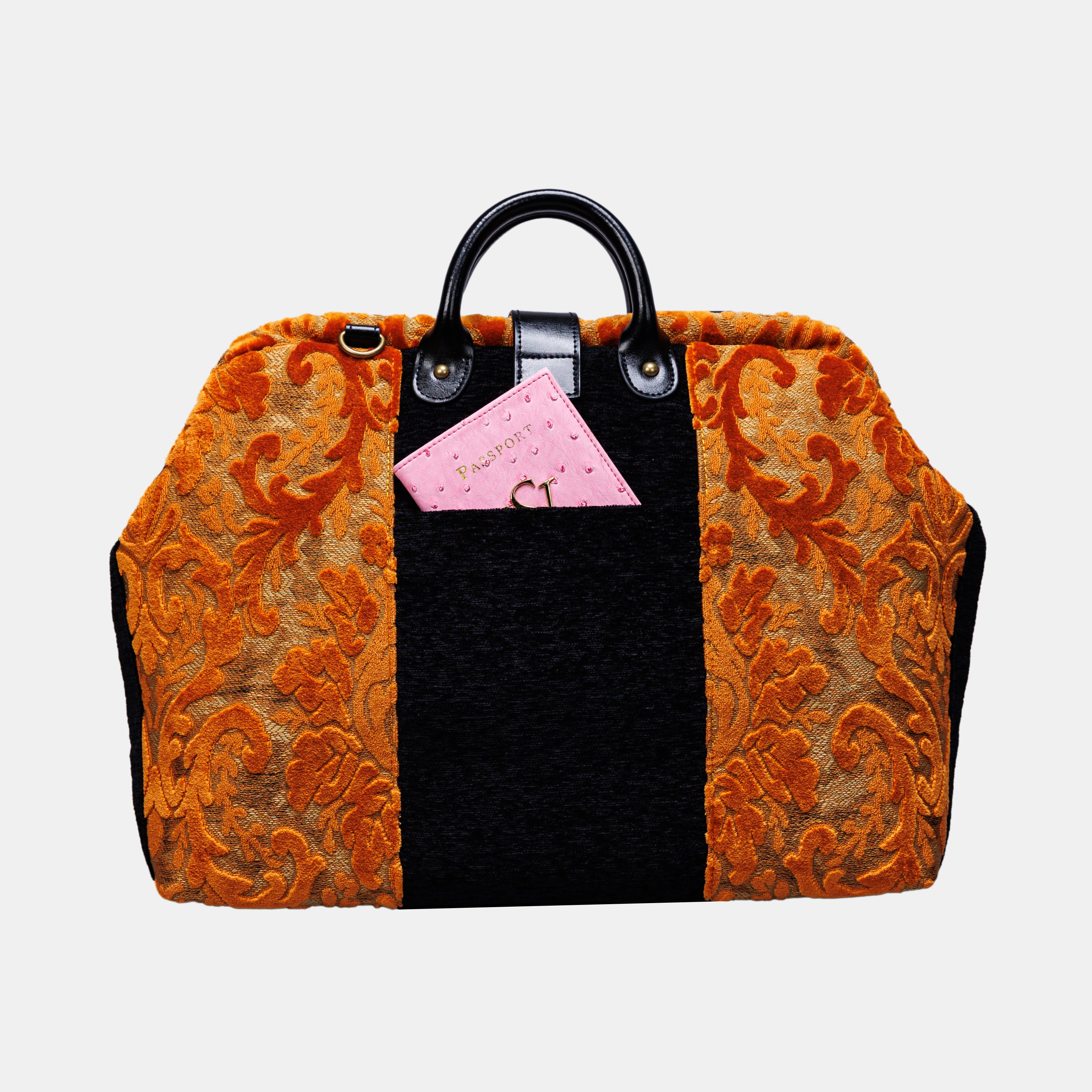 Burnout Velvet Orange carpet bag MCW Handmade-2