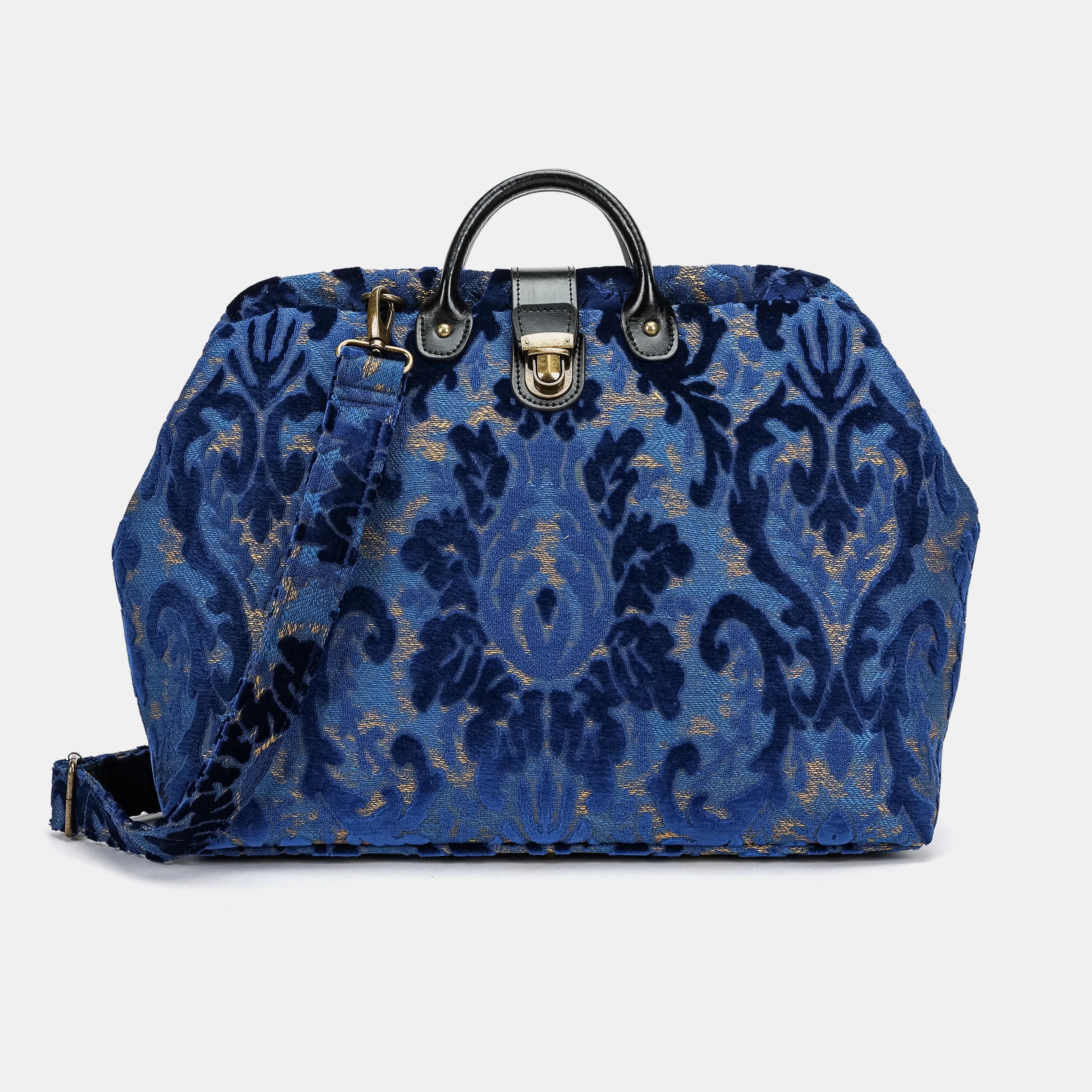 Burnout Velvet Navy Laptop Work Bag front