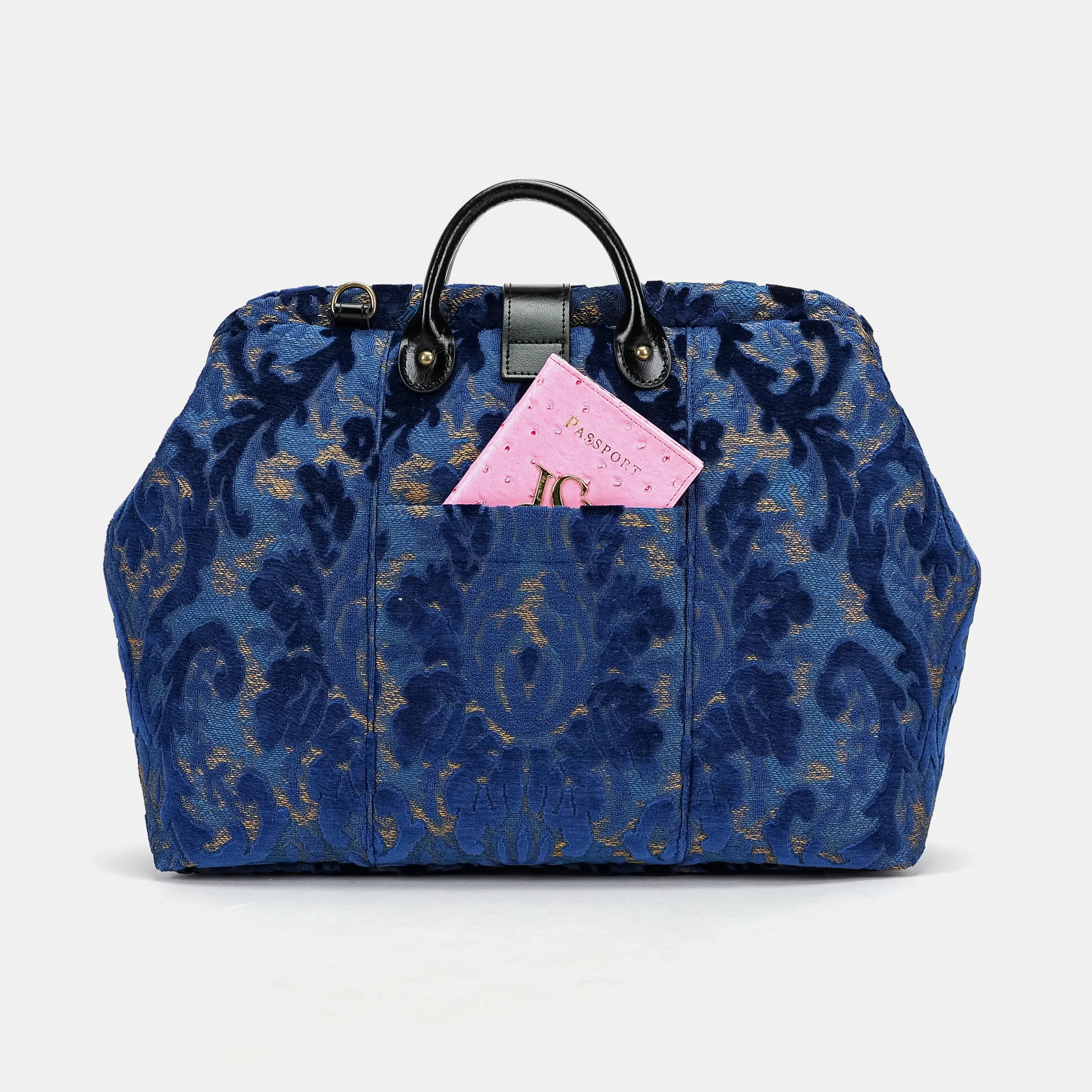 Burnout Velvet Navy Laptop Work Bag back
