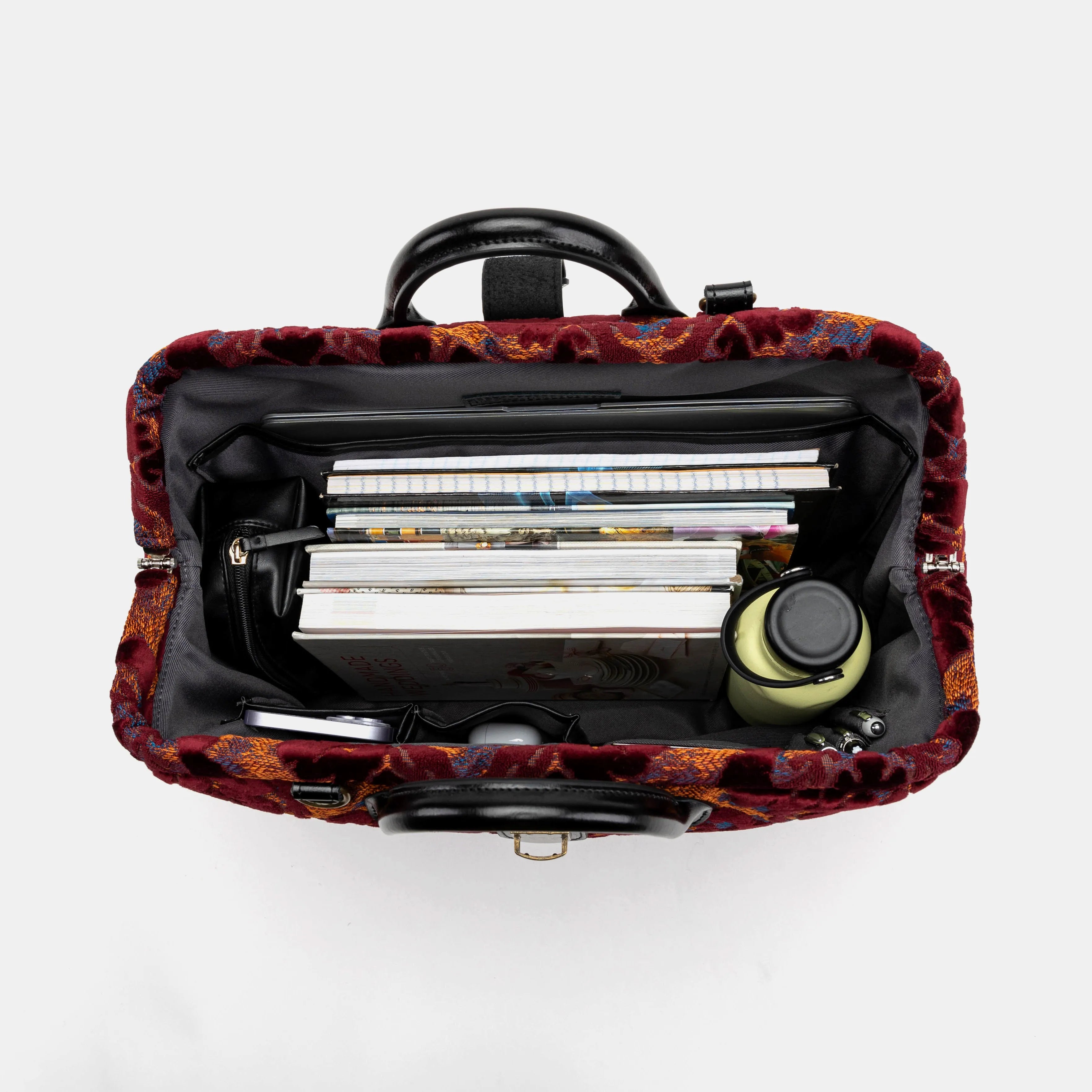 Burnout Velvet Wine Laptop Work Bag inside