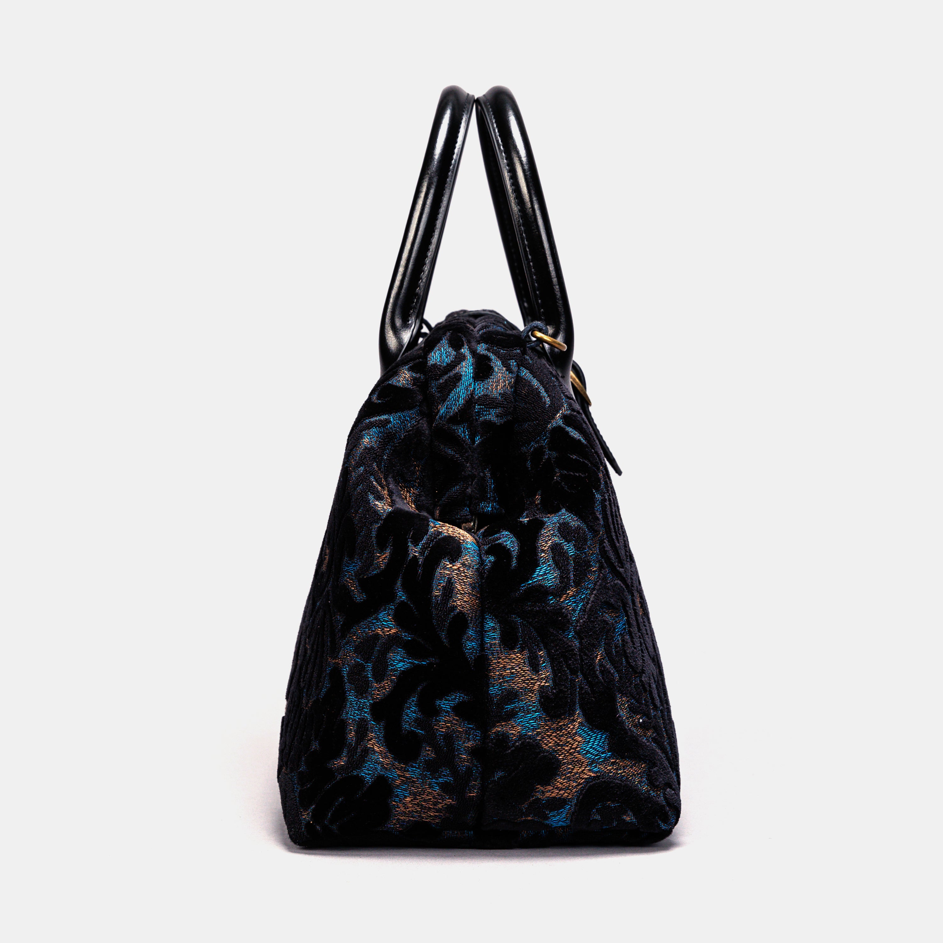 Burnout Velvet Black Carpet Handbag Purse carpet bag MCW Handmade-4