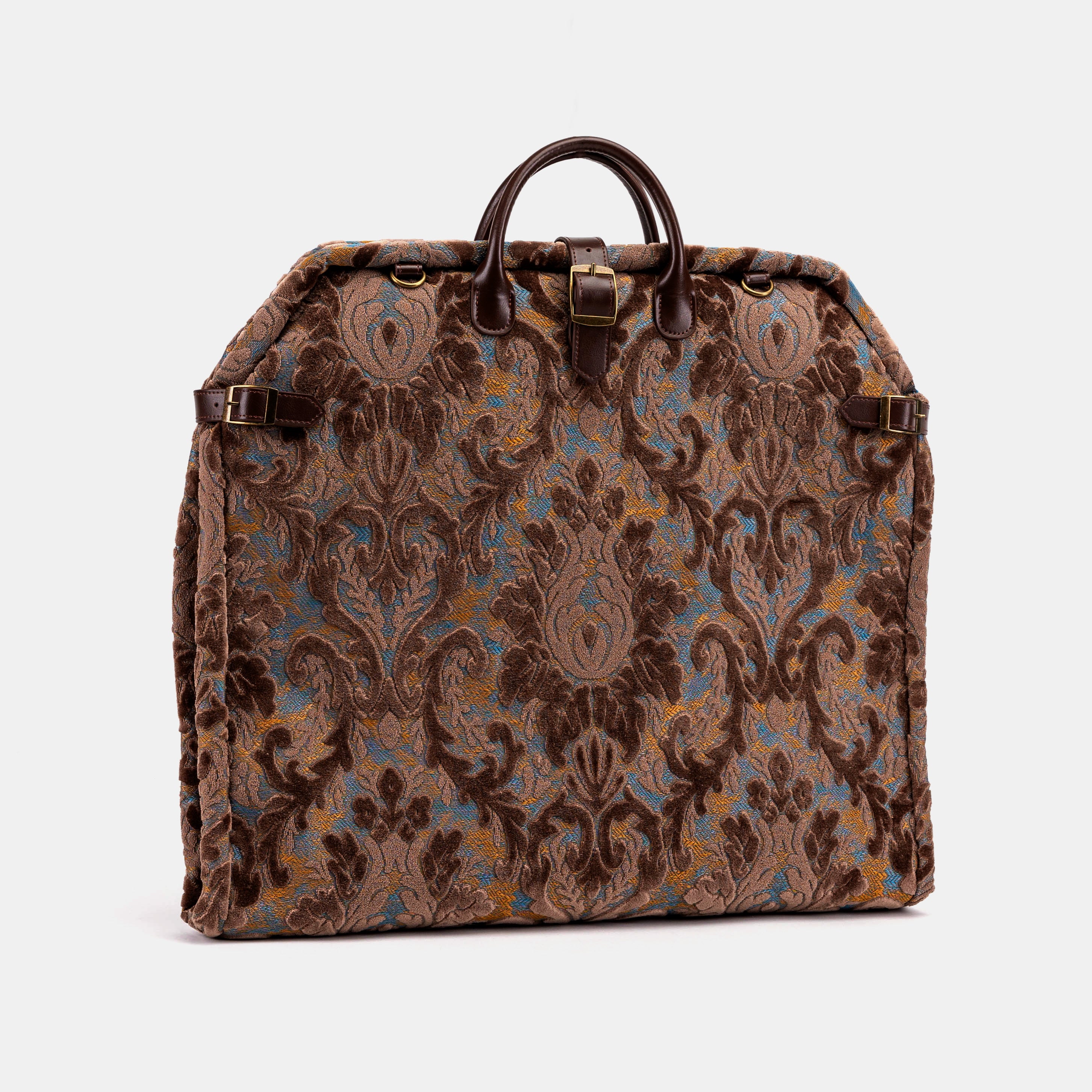 Burnout Velvet Camel Carpet Garment Bag Carpetbag of America front side