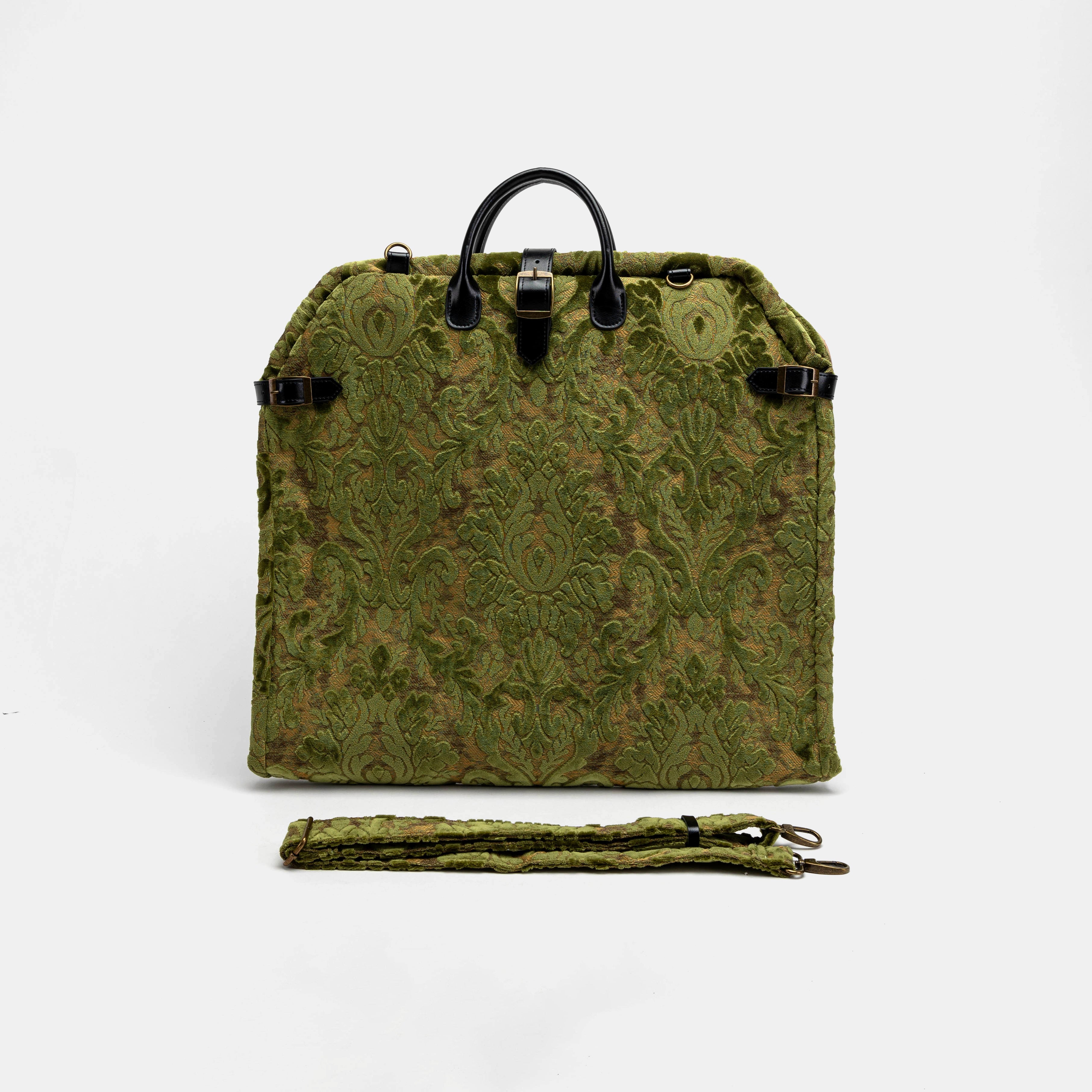 Burnout Velvet Fern Green Carpet Garment Bag Carpetbag of America FRONT