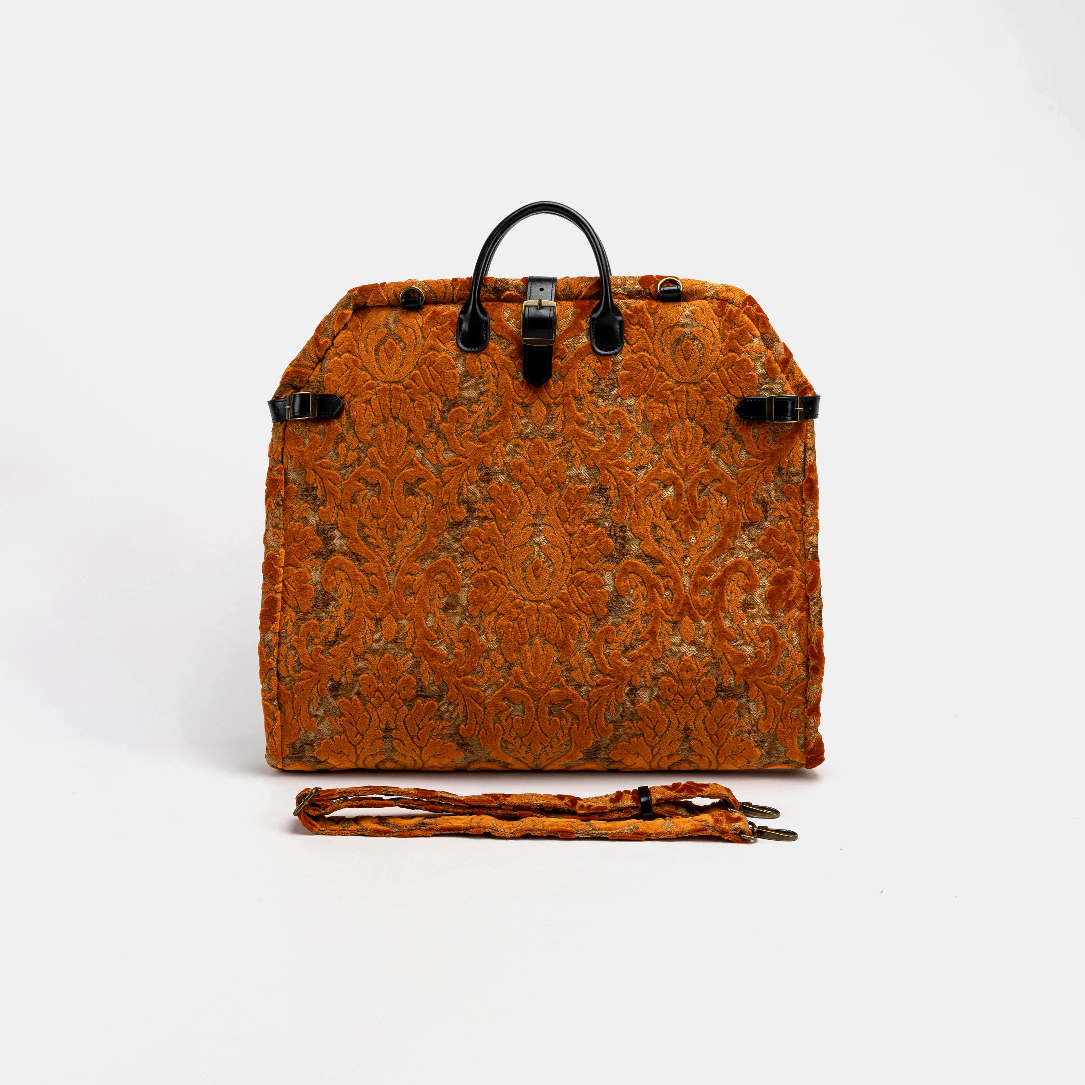 Burnout Velvet Orange Carpet Garment Bag Carpetbag of America front