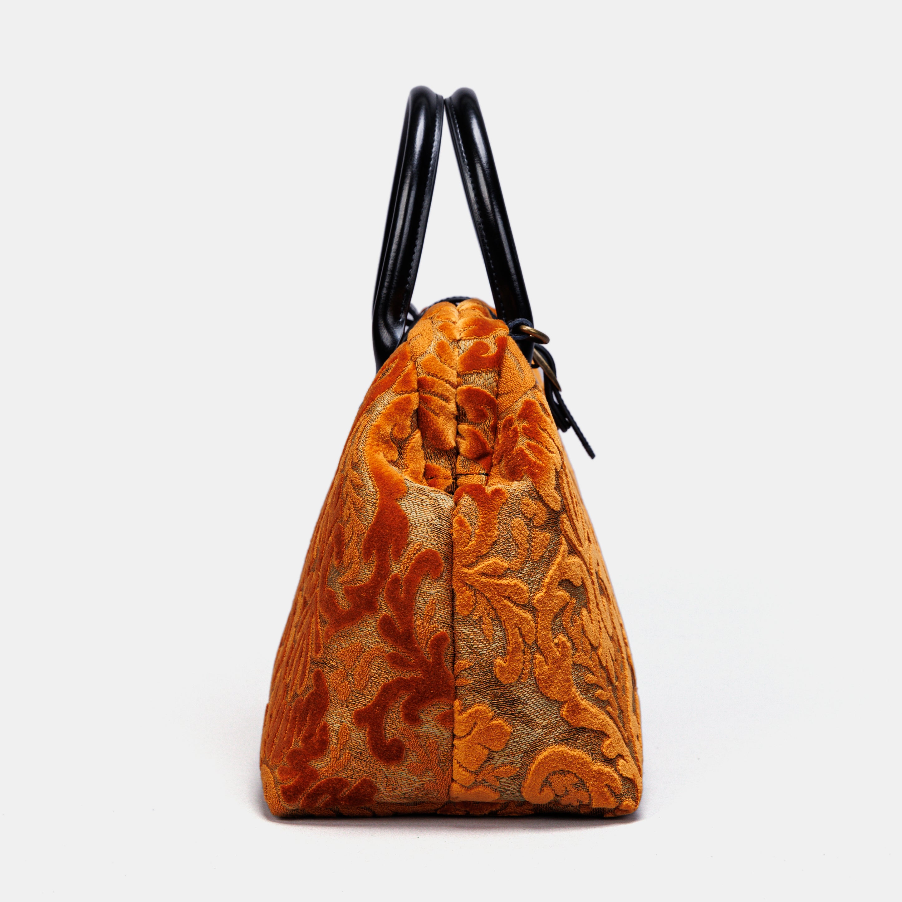 Burnout Velvet Orange Carpet Handbag Purse carpet bag MCW Handmade-4