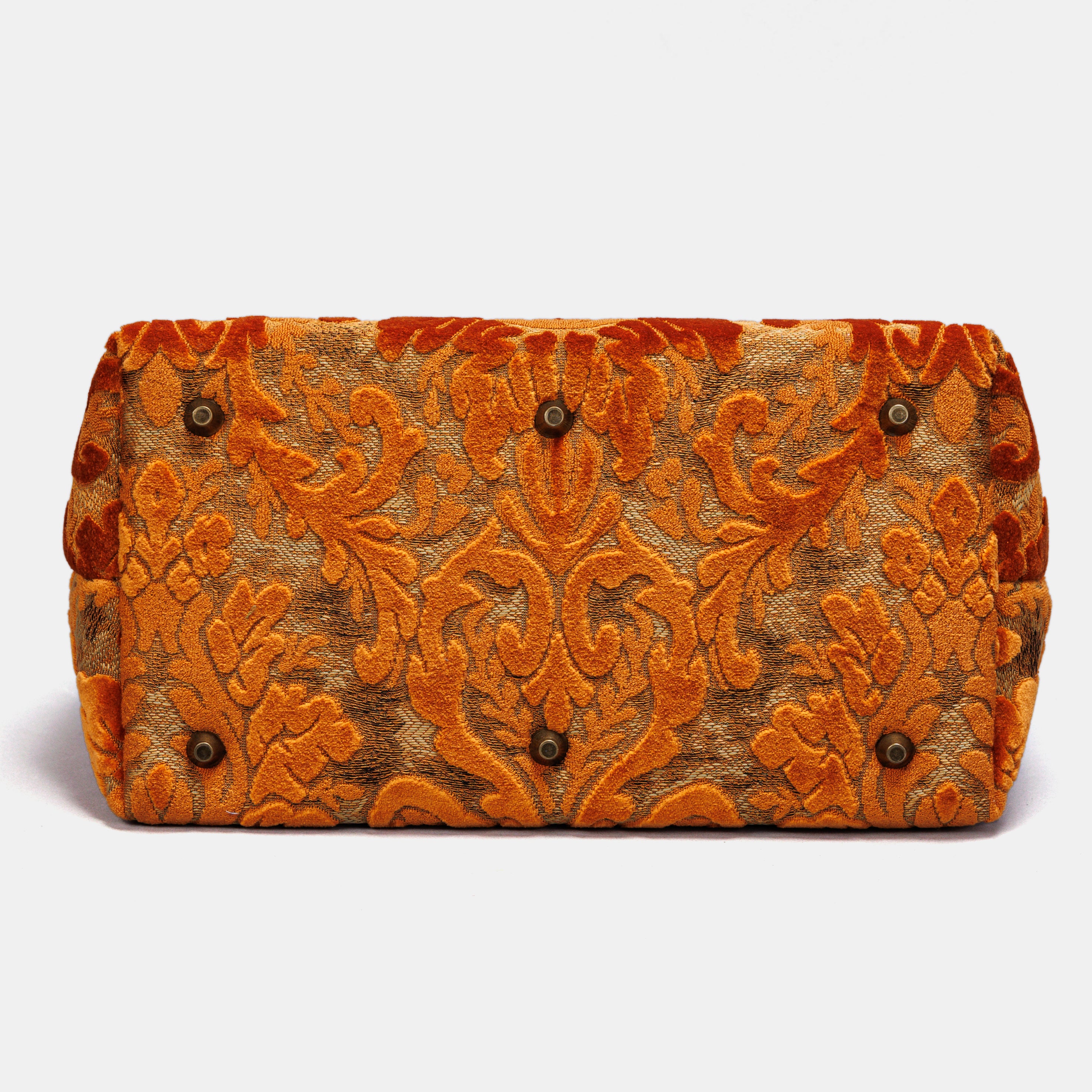 Burnout Velvet Orange Carpet Handbag Purse carpet bag MCW Handmade-5