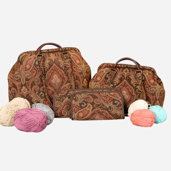 Damask D. Brown Knitting Project Bag  MCW Handmade