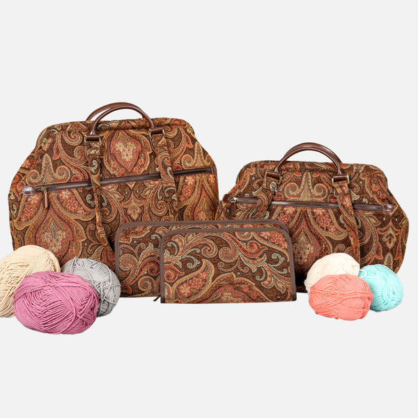 Damask D. Brown Knitting Project Bag  MCW Handmade-1