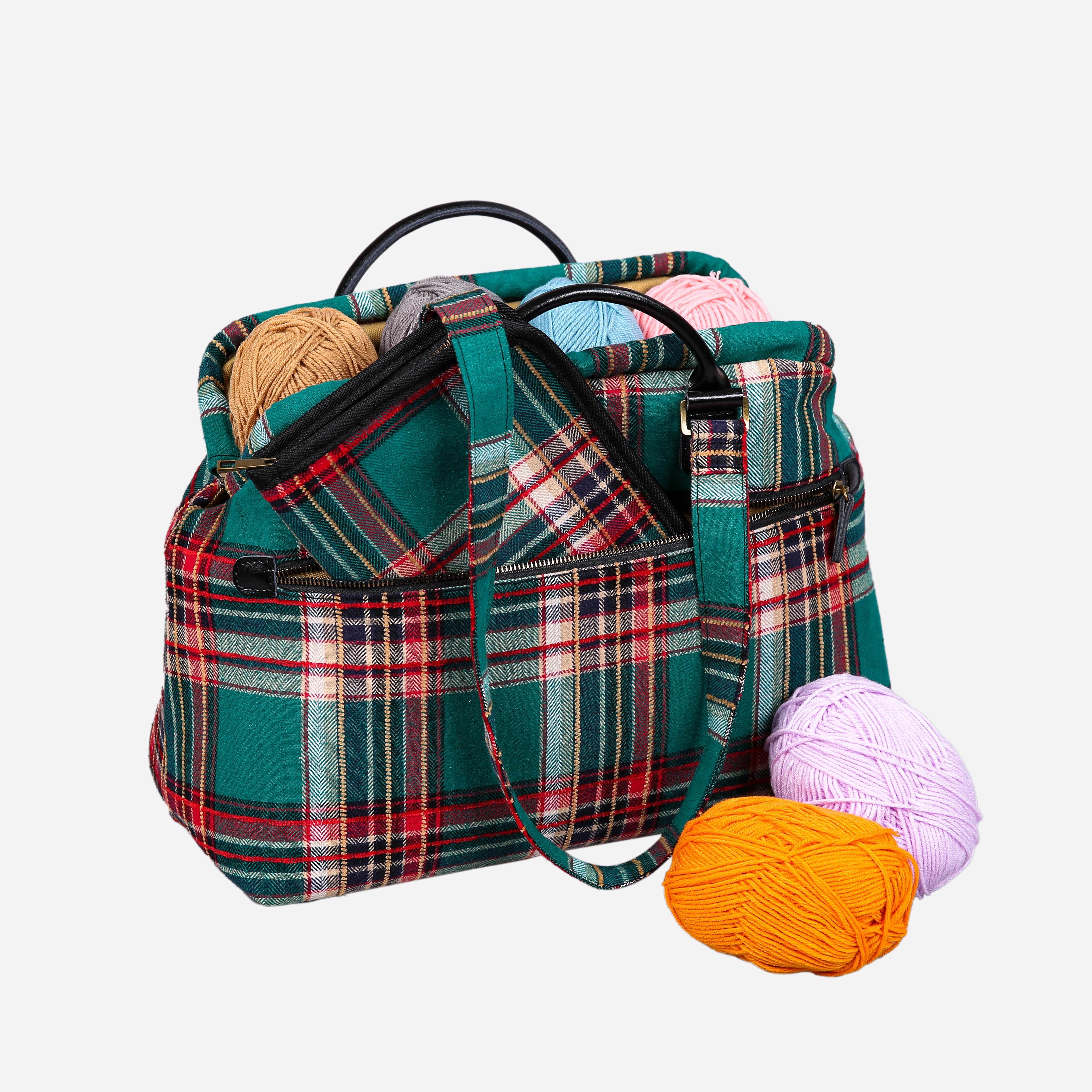 Tartan Stewart Green Knitting Project Bag  MCW Handmade-3