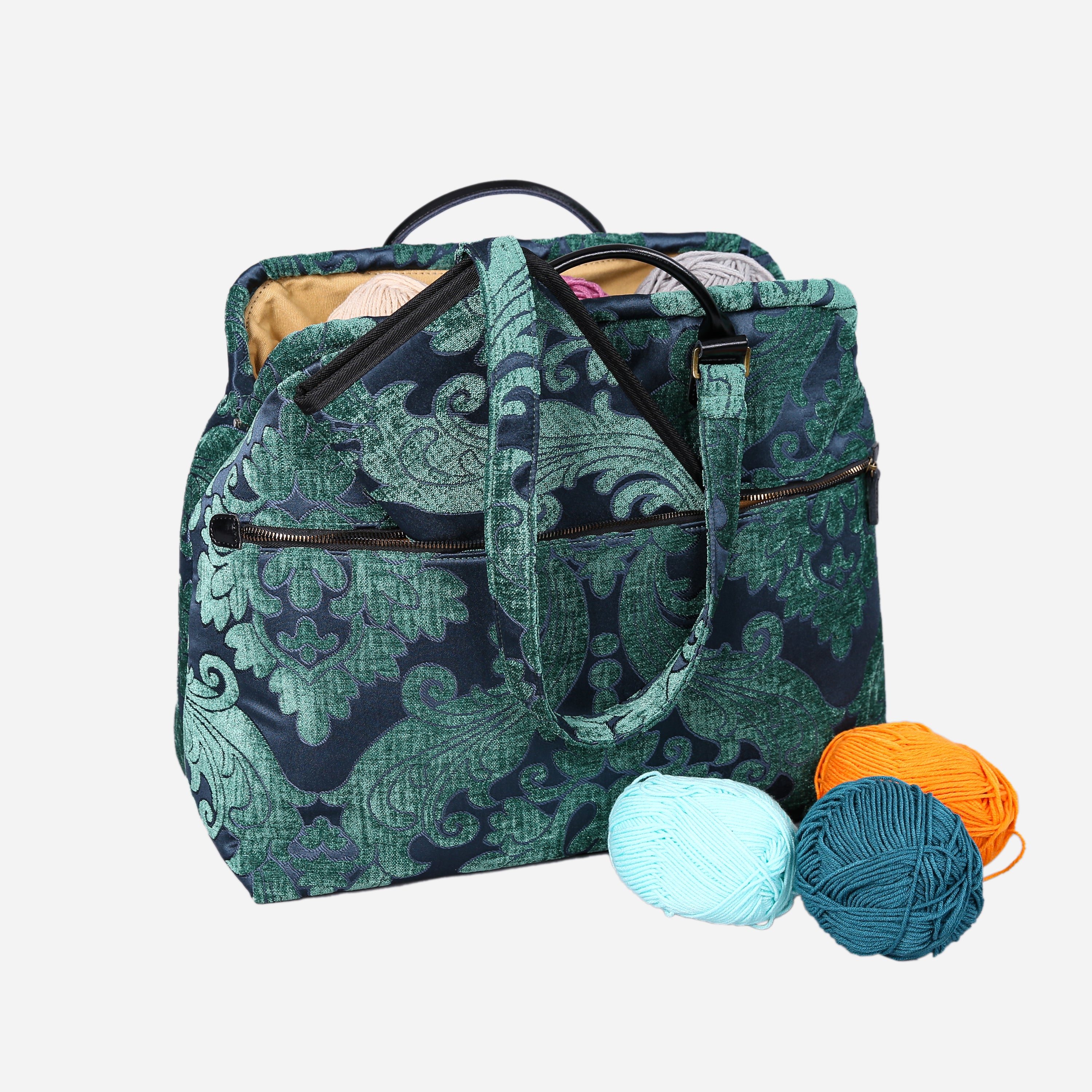 Queen Hunter Green Knitting Project Bag  MCW Handmade-2