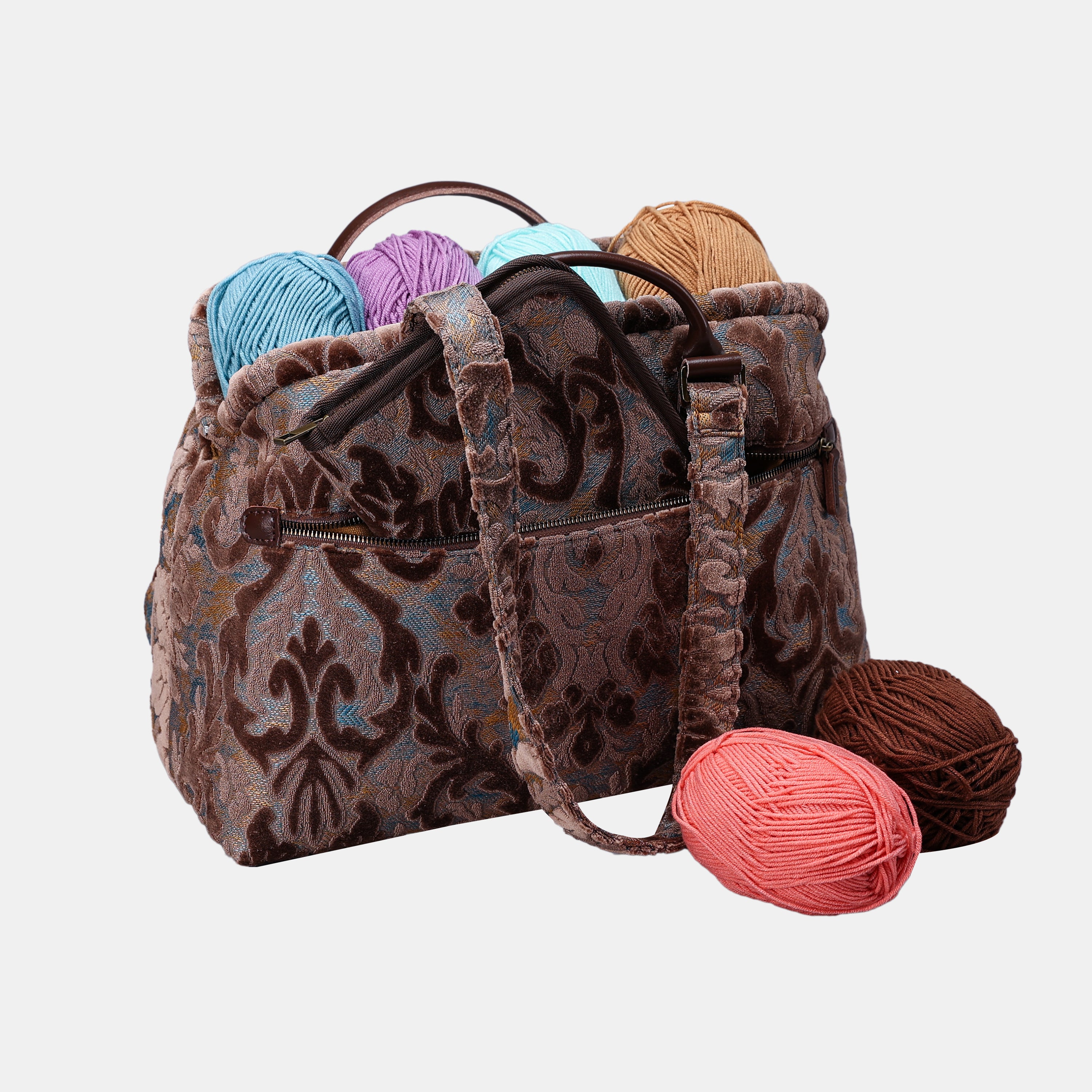 Burnout Velvet Camel Knitting Project Bag  MCW Handmade-2