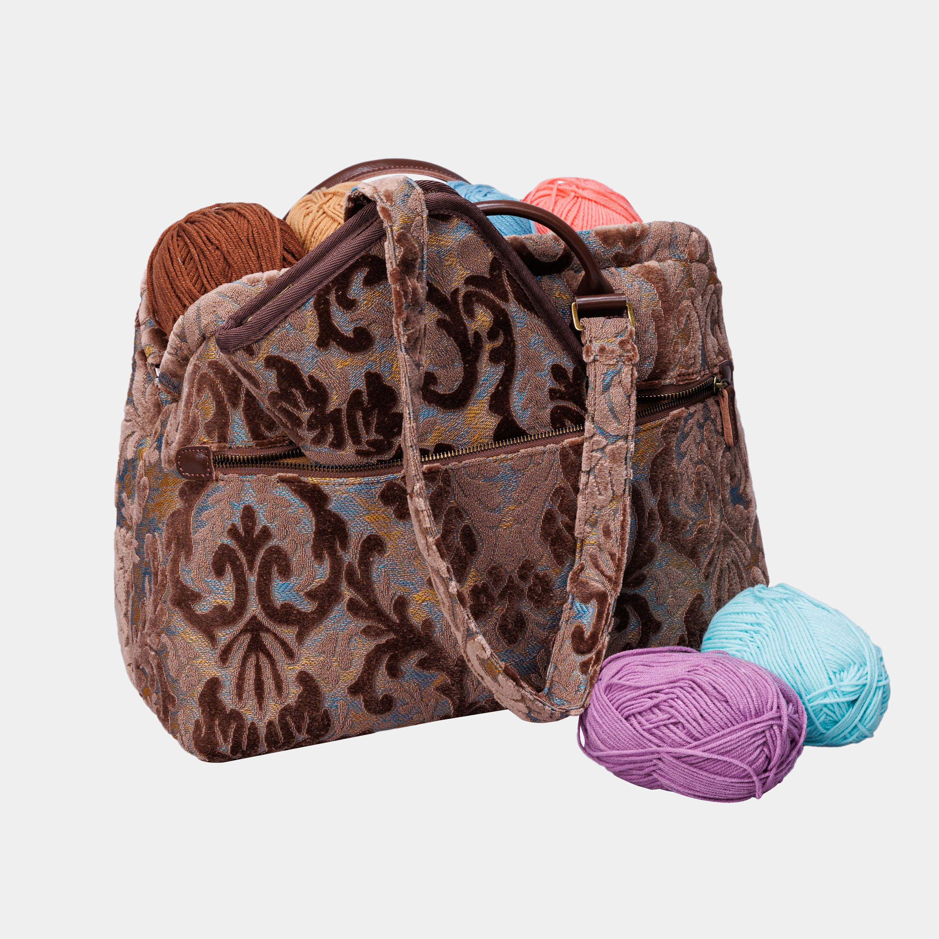 Burnout Velvet Camel Knitting Project Bag  MCW Handmade-11