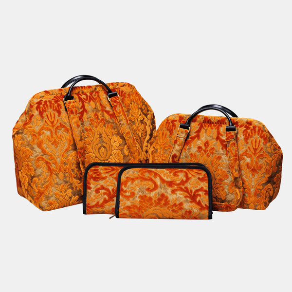 Burnout Velvet Orange Knitting Project Bag  MCW Handmade-1