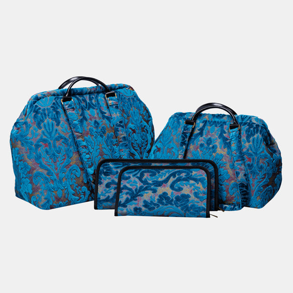 Burnout Velvet Aqua Blue Knitting Project Bag  MCW Handmade-1
