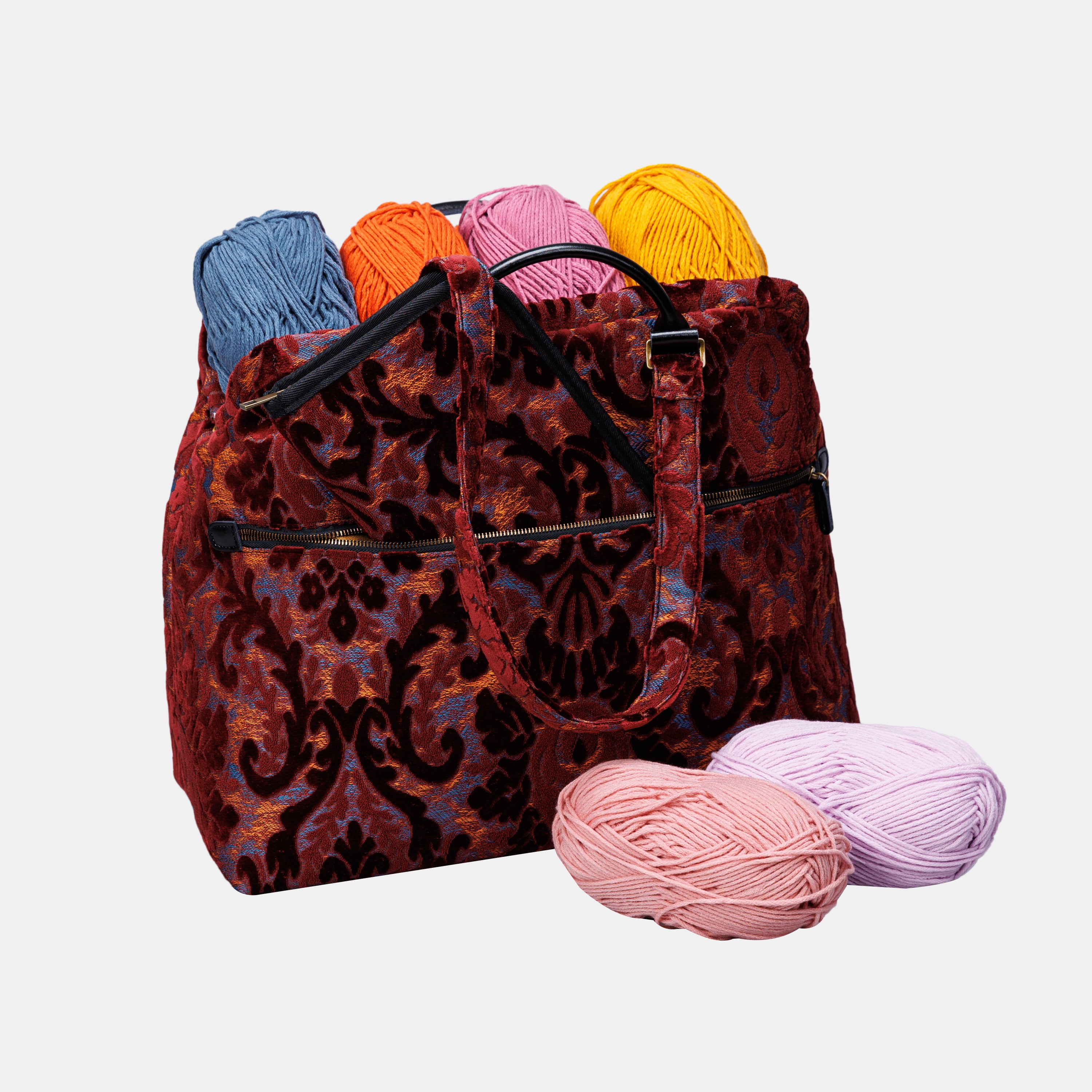 Burnout Velvet Wine Knitting Project Bag  MCW Handmade-5
