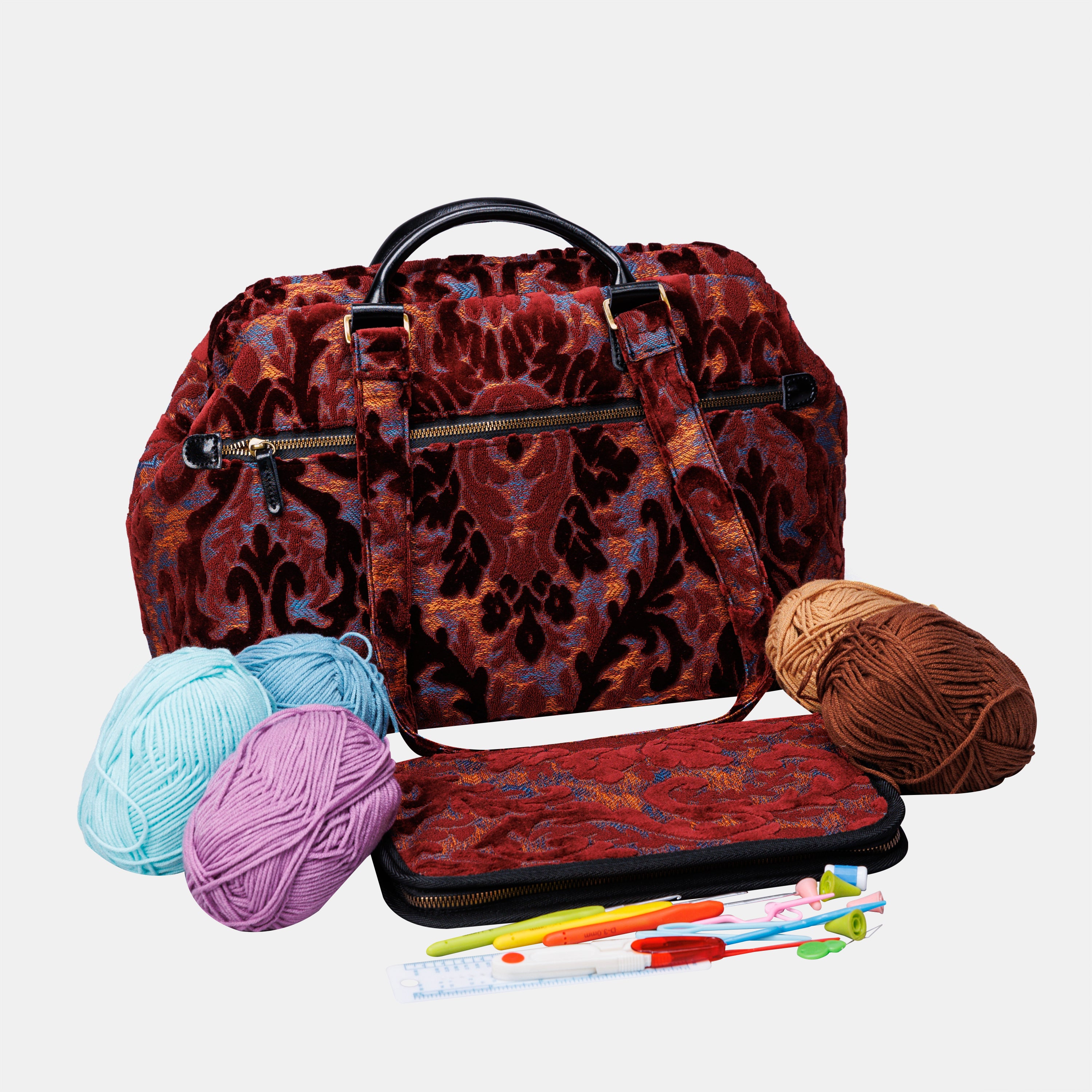 Burnout Velvet Wine Knitting Project Bag  MCW Handmade-9