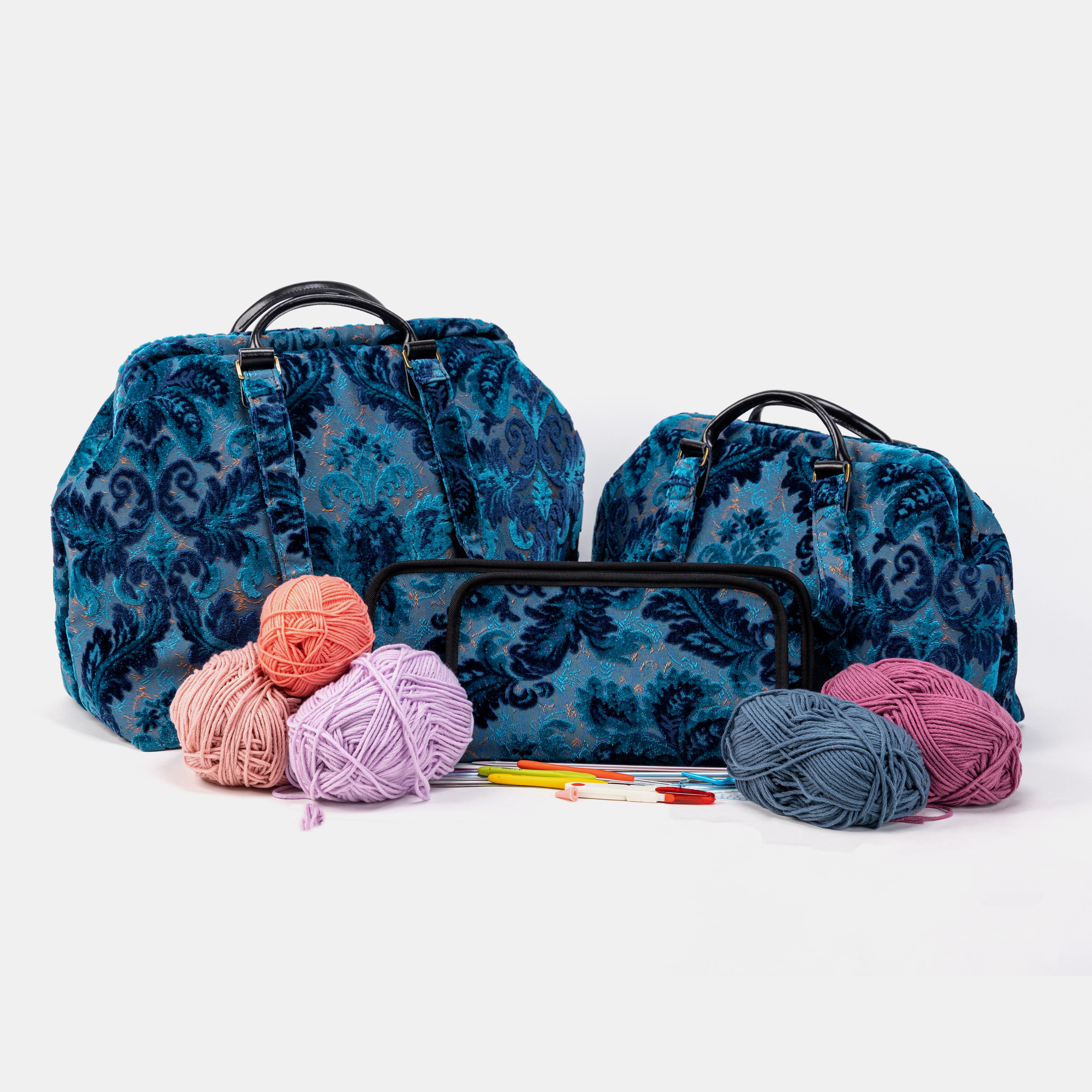 Burnout Velvet Revival Aqua Knitting Project Bag set