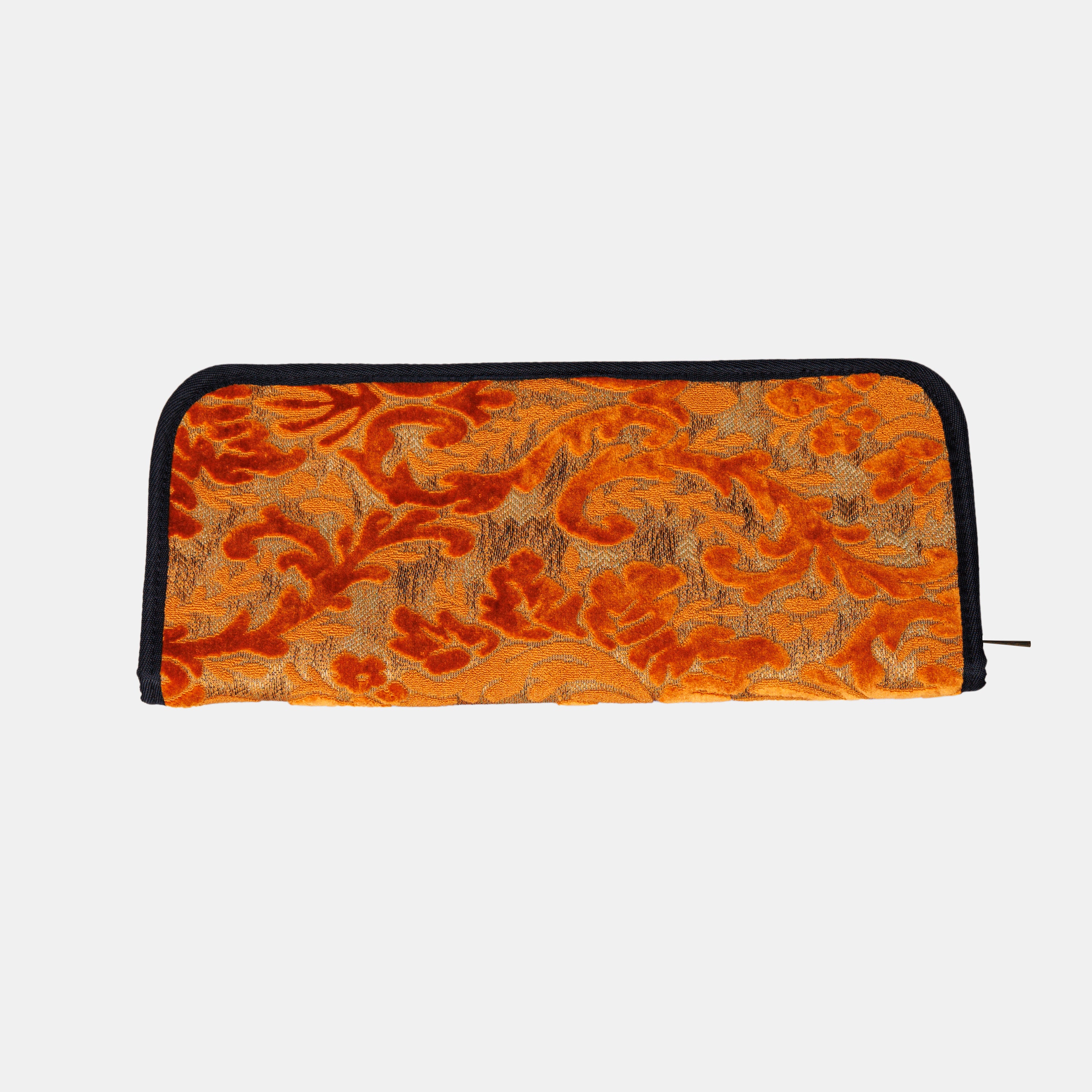 Burnout Velvet Orange Carpet Needle Case  MCW Handmade-1