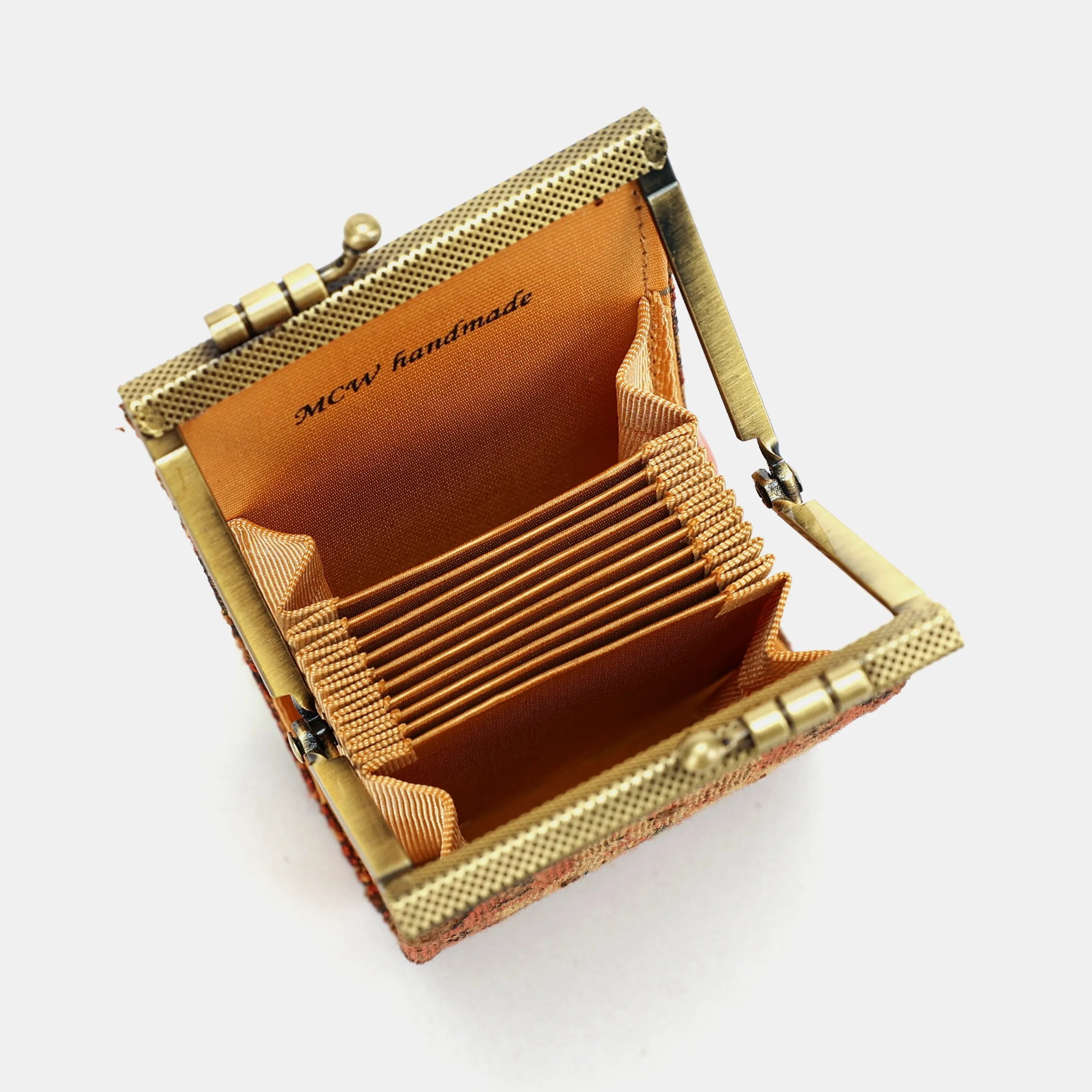 Damask D. Brown Card Wallet Carpetbag of America opening