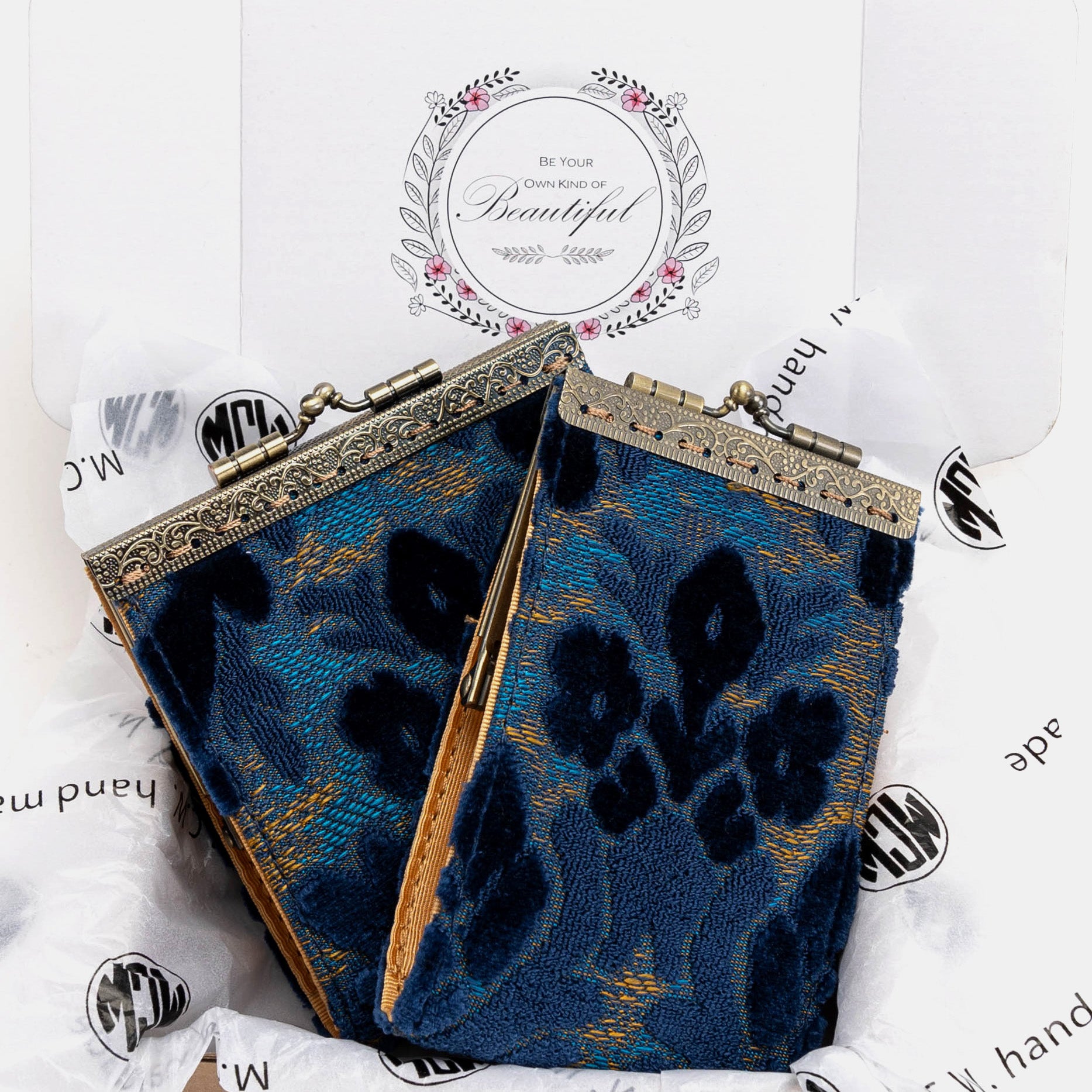 Burnout Velvet Navy Card Wallet