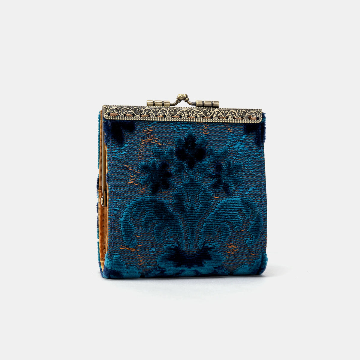 Burnout Velvet Revival Aqua Card Wallet Carpetbag of America 17 slots main