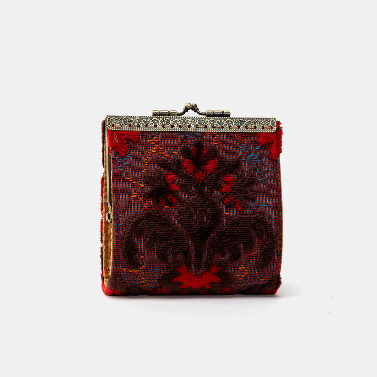 Burnout Velvet Revival Scarlet Card Wallet Carpetbag of America 17 slots main