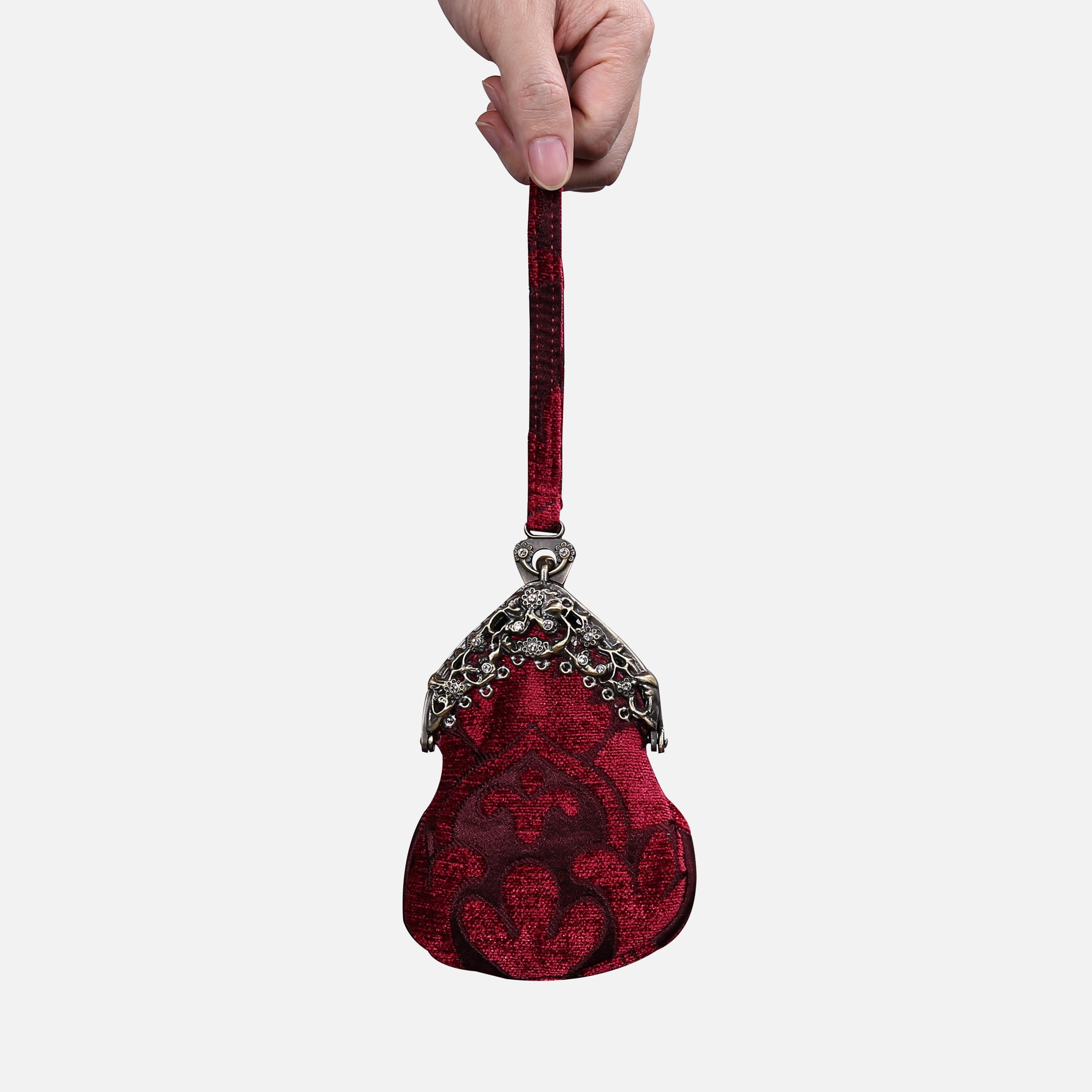 Queen Wine Chatelaine Purse Wristlet Bag carpet bag MCW Handmade-1