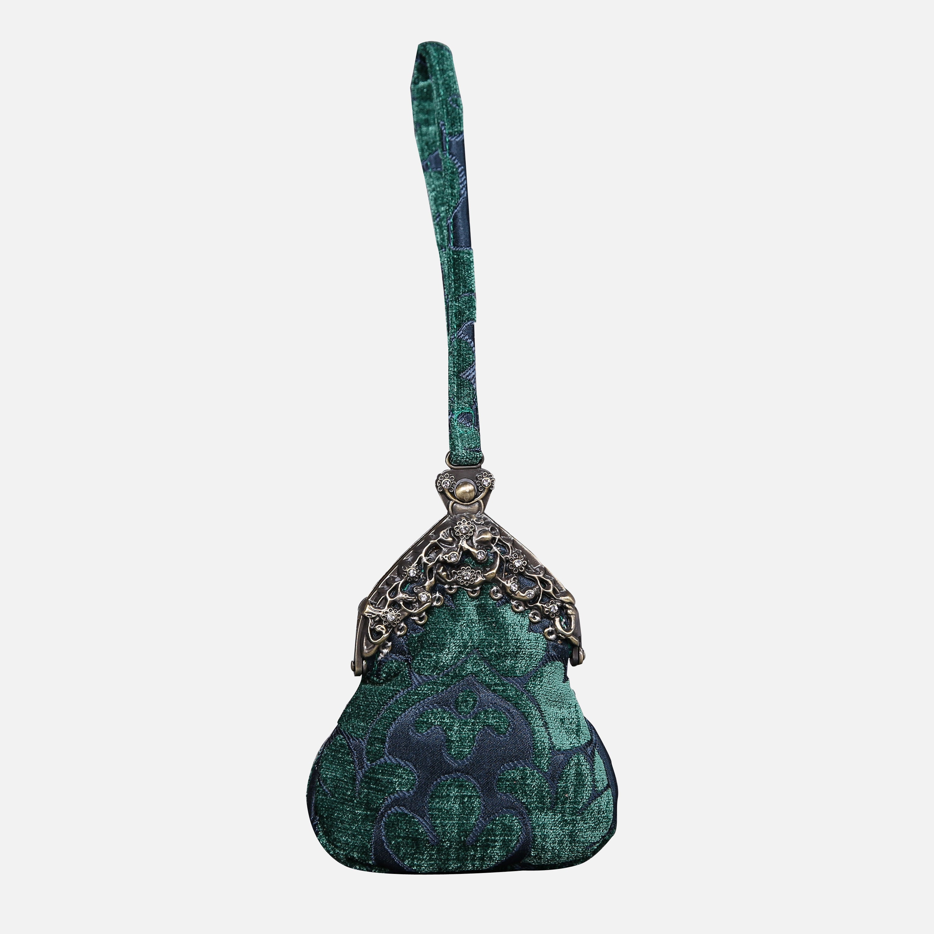 Queen Hunter Green Chatelaine Purse Wristlet Bag carpet bag MCW Handmade