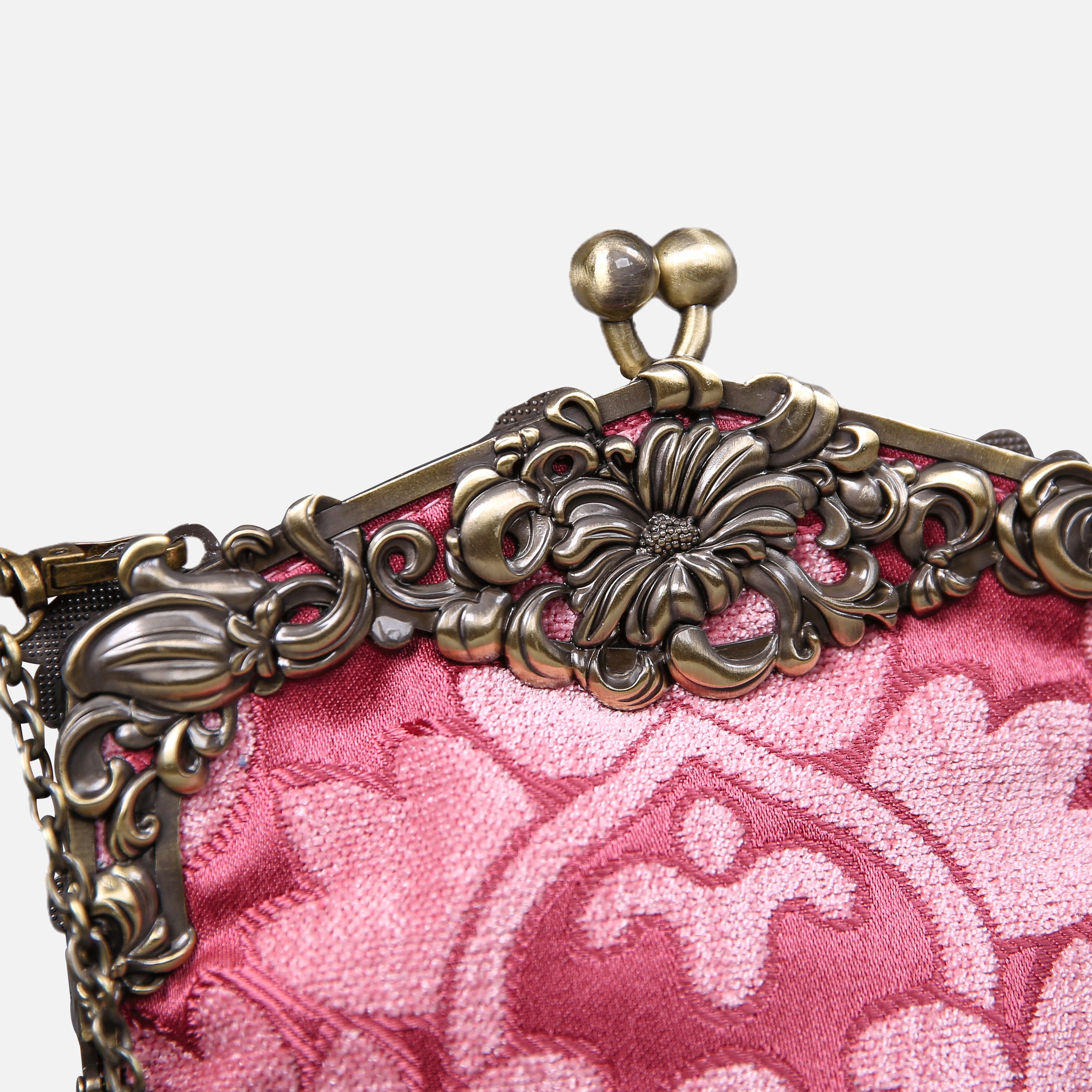 Queen Rose Pink Chatelaine Purse Large carpet bag MCW Handmade-2