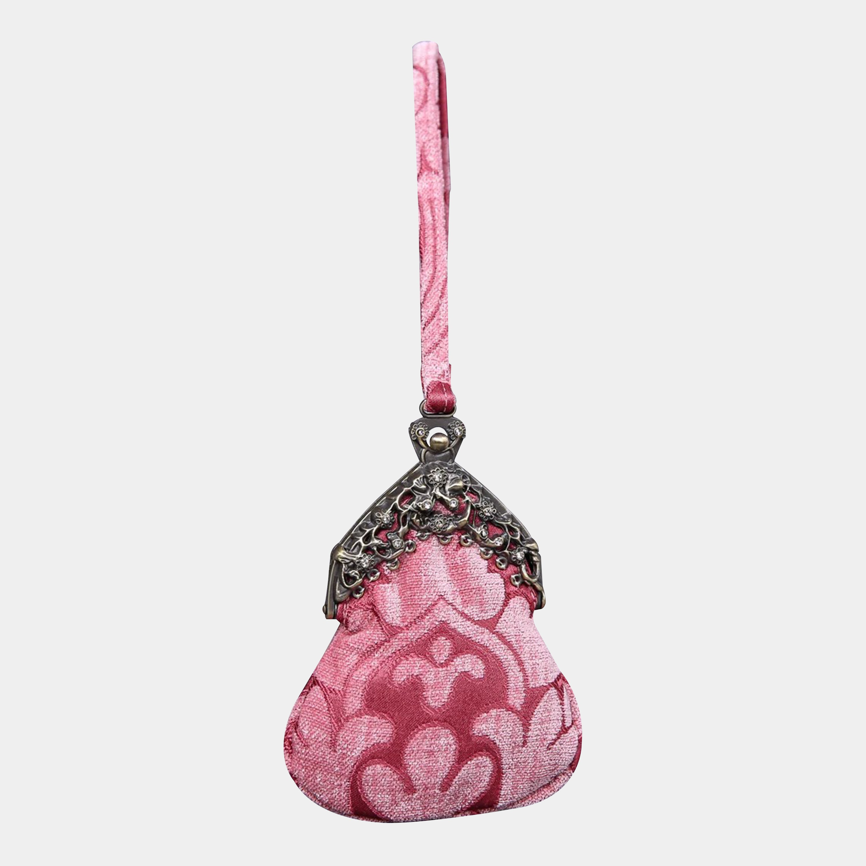 Queen Rose Pink Chatelaine Purse Wristlet Bag carpet bag MCW Handmade-1