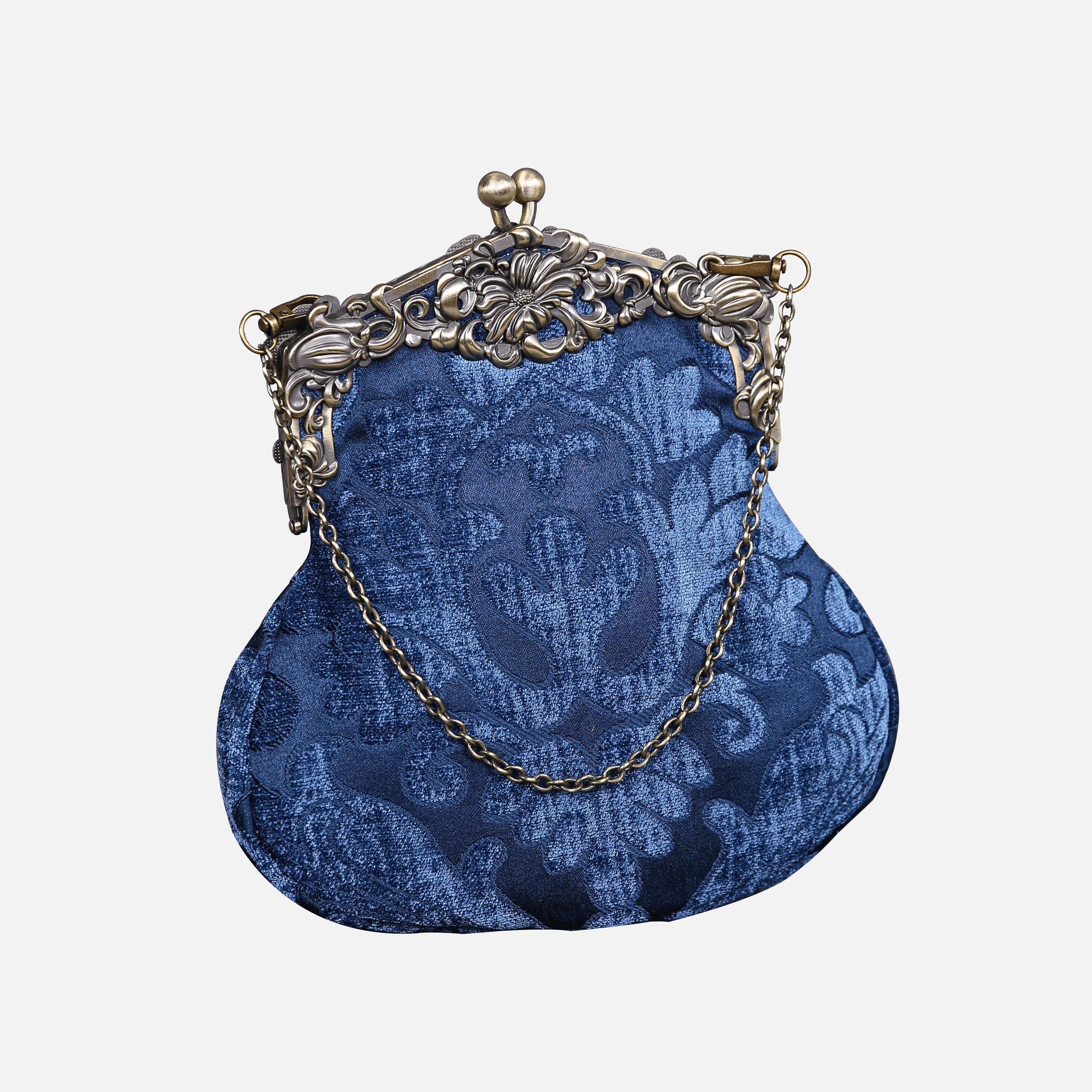 Queen Royal Blue Chatelaine Purse Large carpet bag MCW Handmade