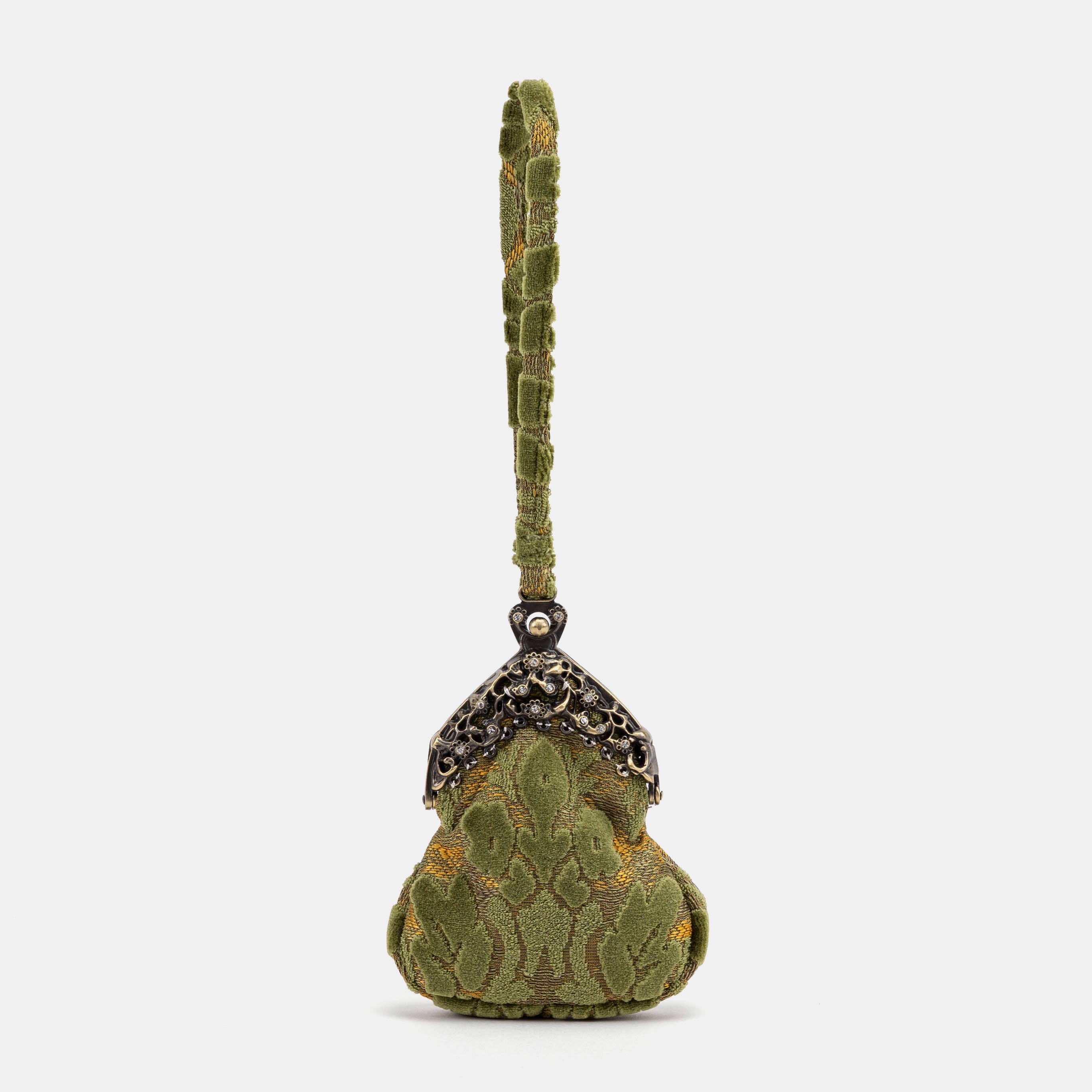 Burnout Velvet Fern Green Chatelaine Purse Wristlet Bag main