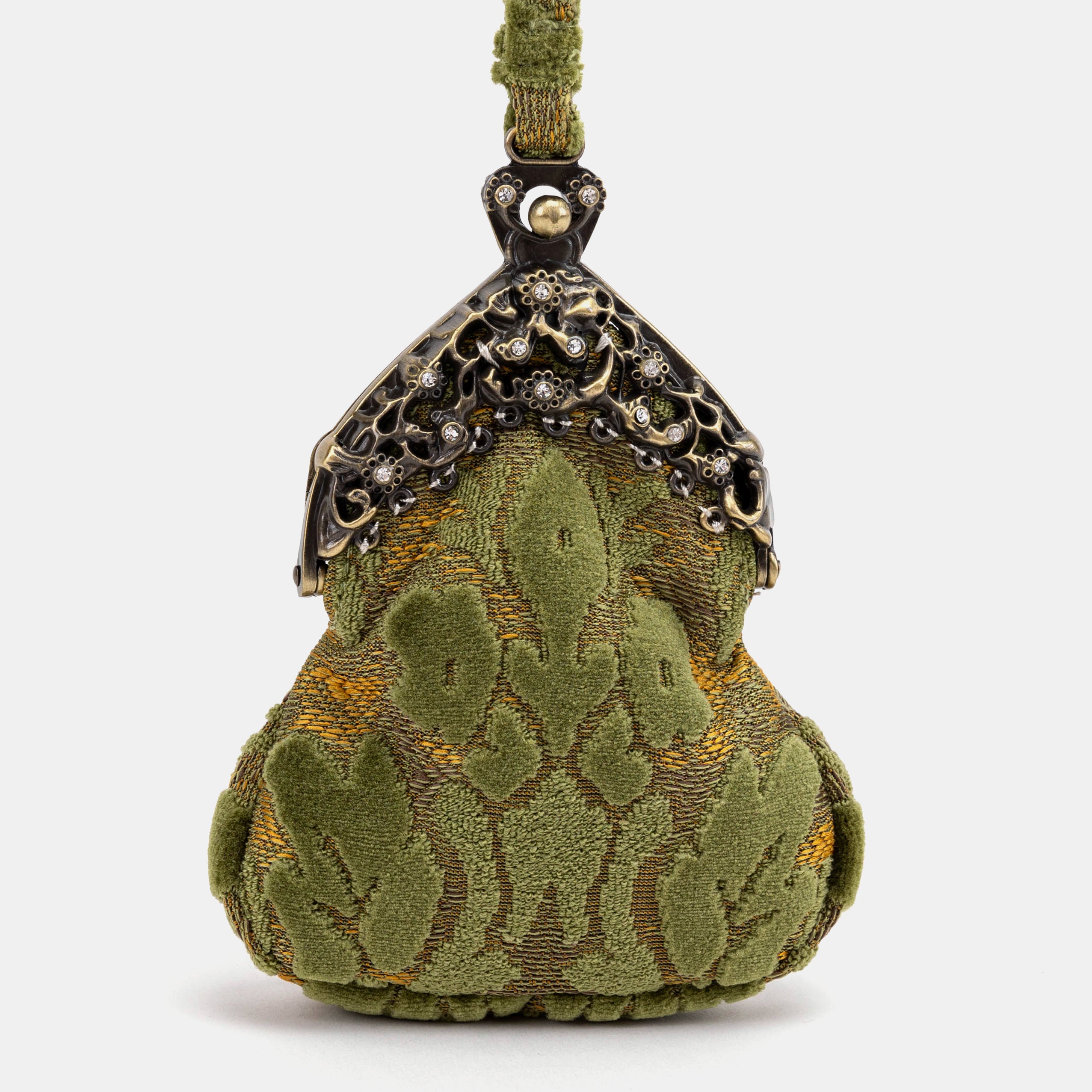 Burnout Velvet Fern Green Chatelaine Purse Wristlet Bag front