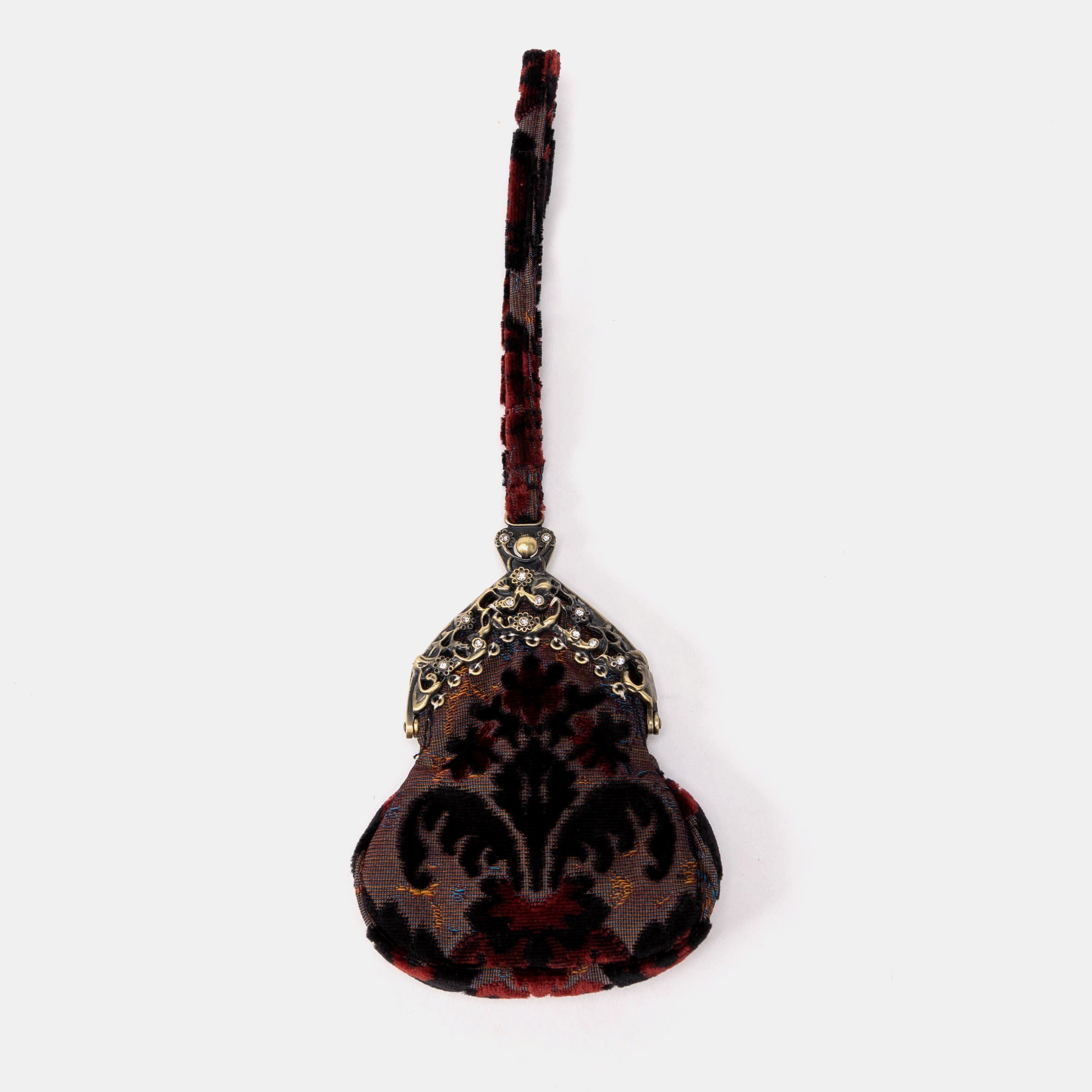 Burnout Velvet Revival Sephia Chatelaine Purse Wristlet Bag